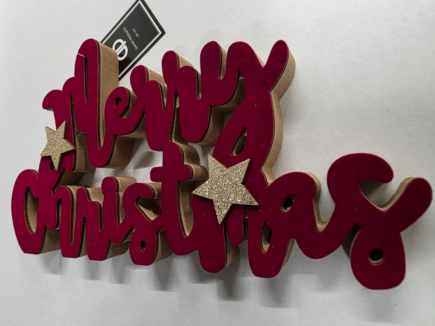 Wooden Merry Christmas Red 27x15cm