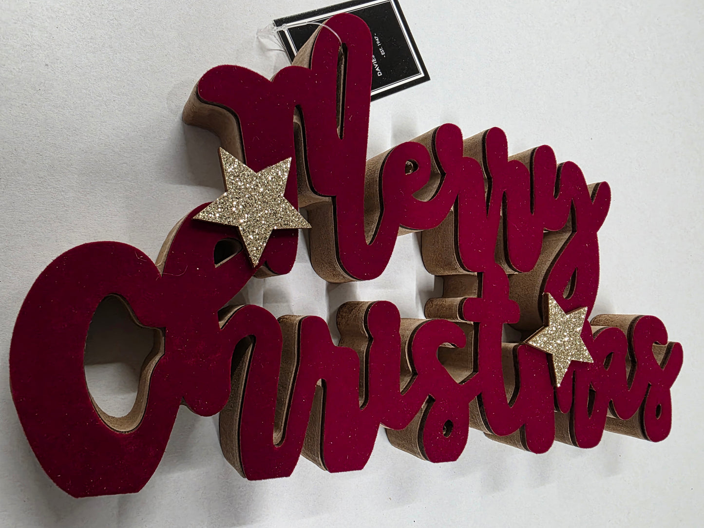 Wooden Merry Christmas Red 27x15cm