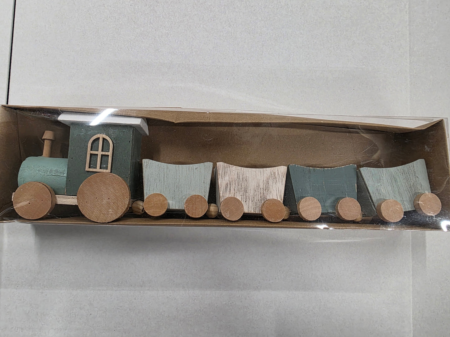 Wooden Train With Pots Green 35cm