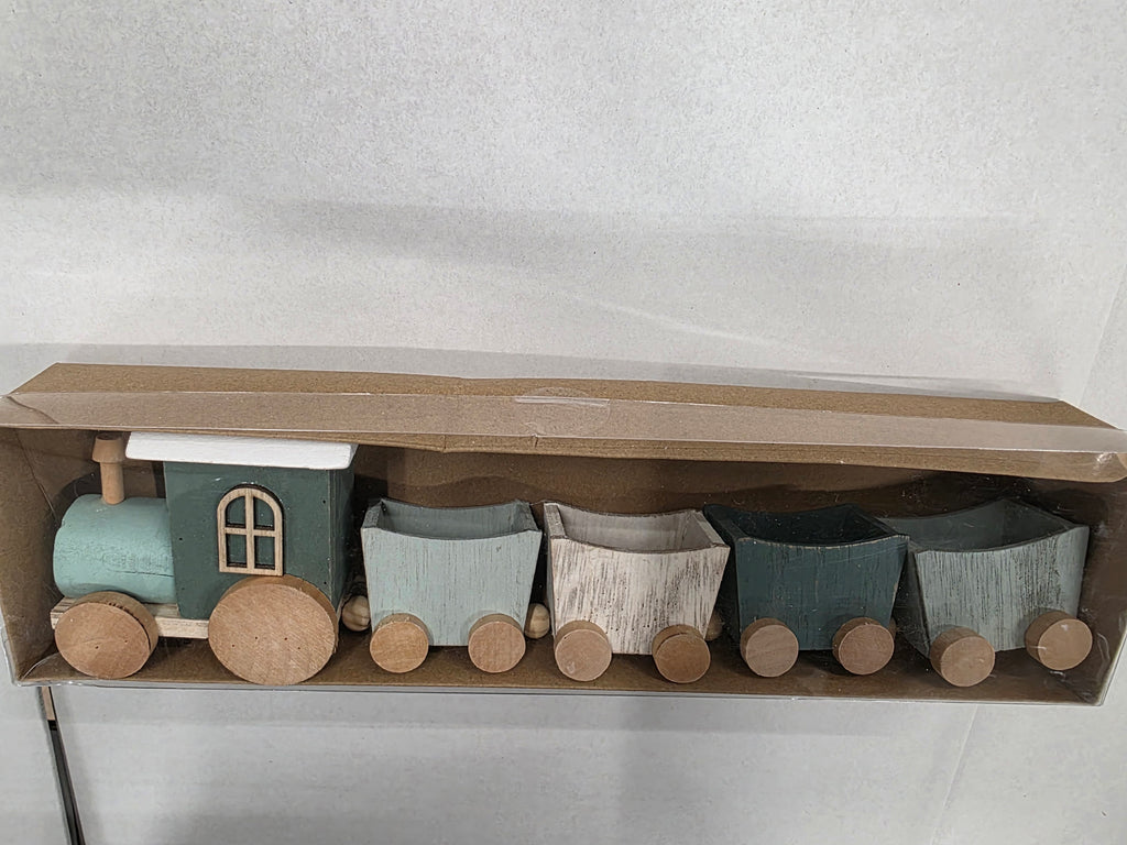 Wooden Train With Pots Green 35cm