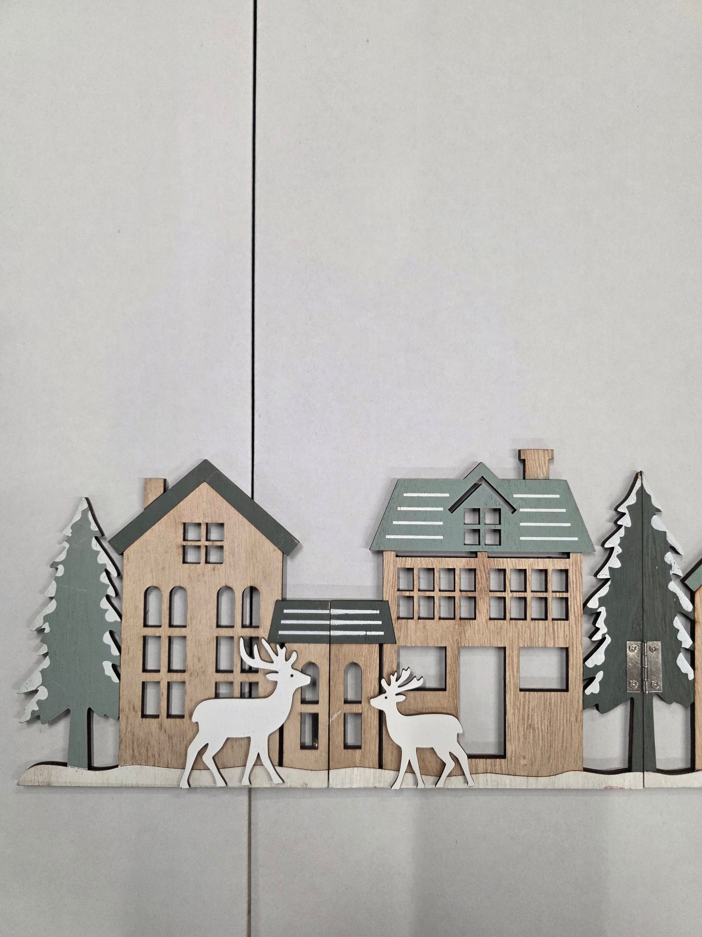 Wooden Xmas Deco Scene Sage 60x16cm