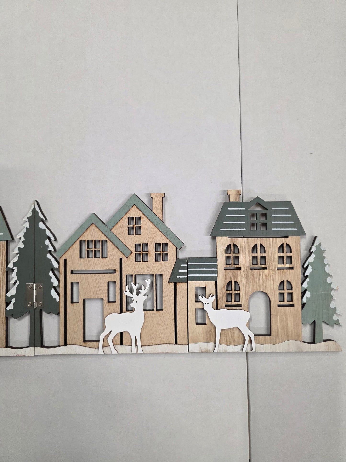 Wooden Xmas Deco Scene Sage 60x16cm
