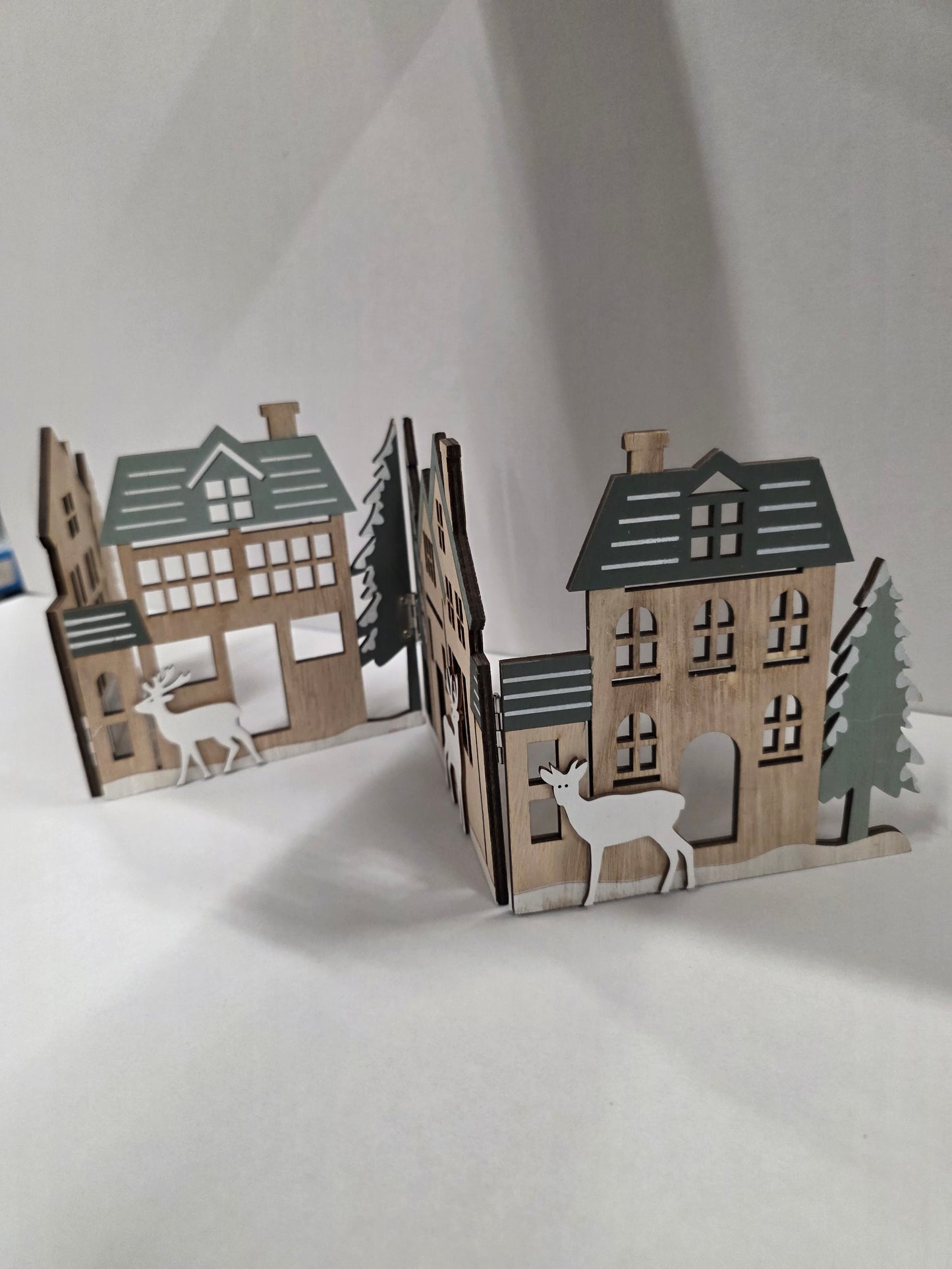 Wooden Xmas Deco Scene Sage 60x16cm