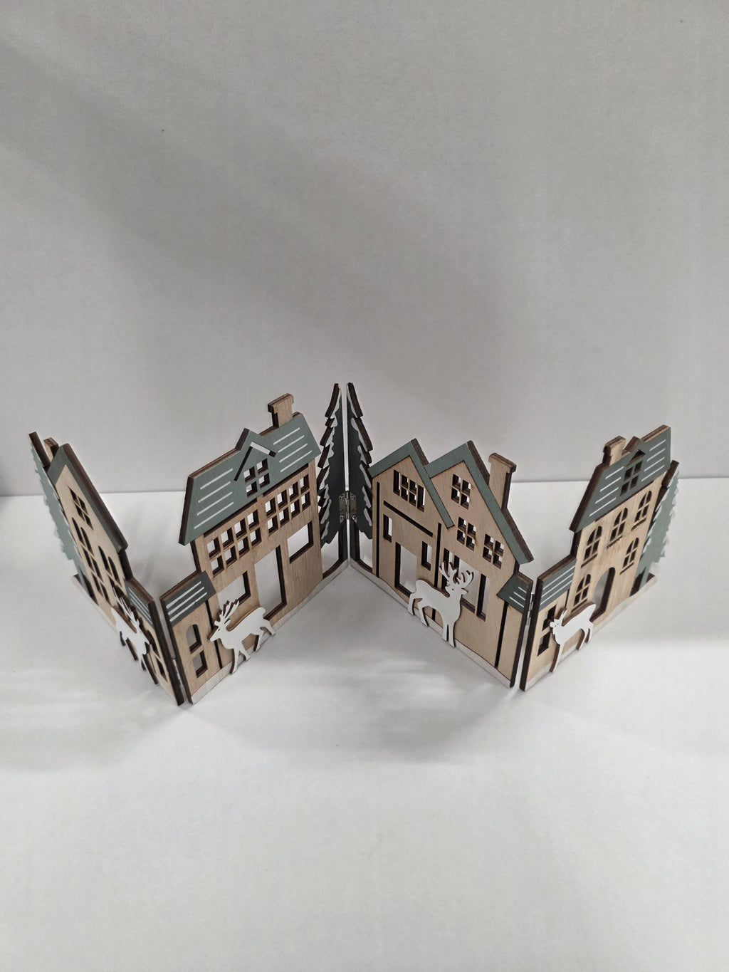 Wooden Xmas Deco Scene Sage 60x16cm
