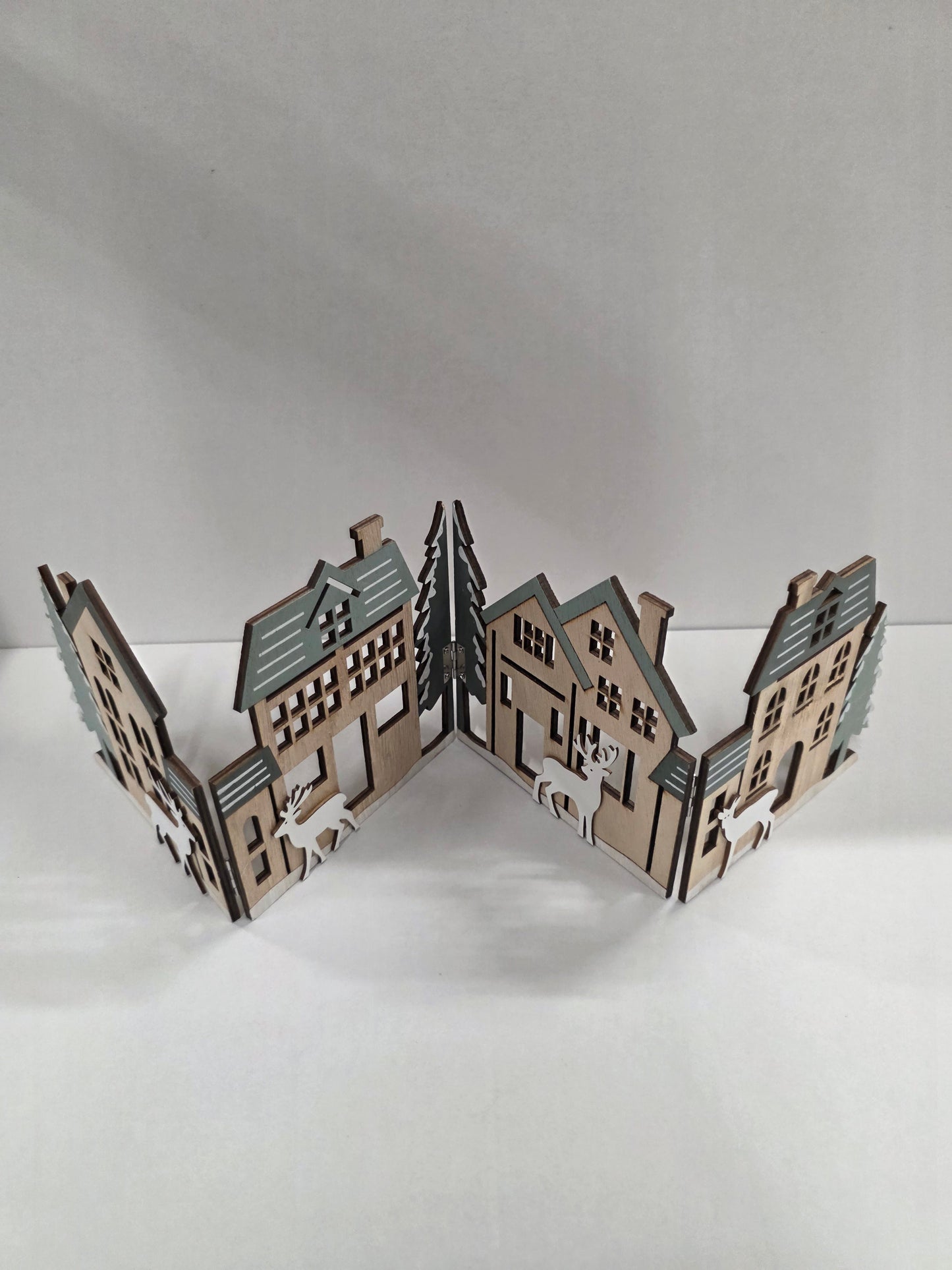 Wooden Xmas Deco Scene Sage 60x16cm