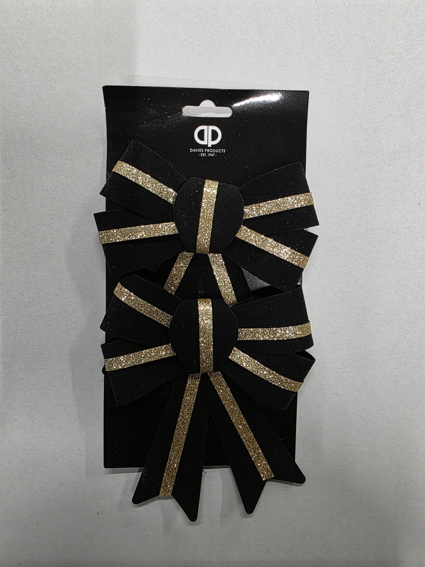 Bow Velour Black Gold 13x17cm X2 (PACK OF 4)