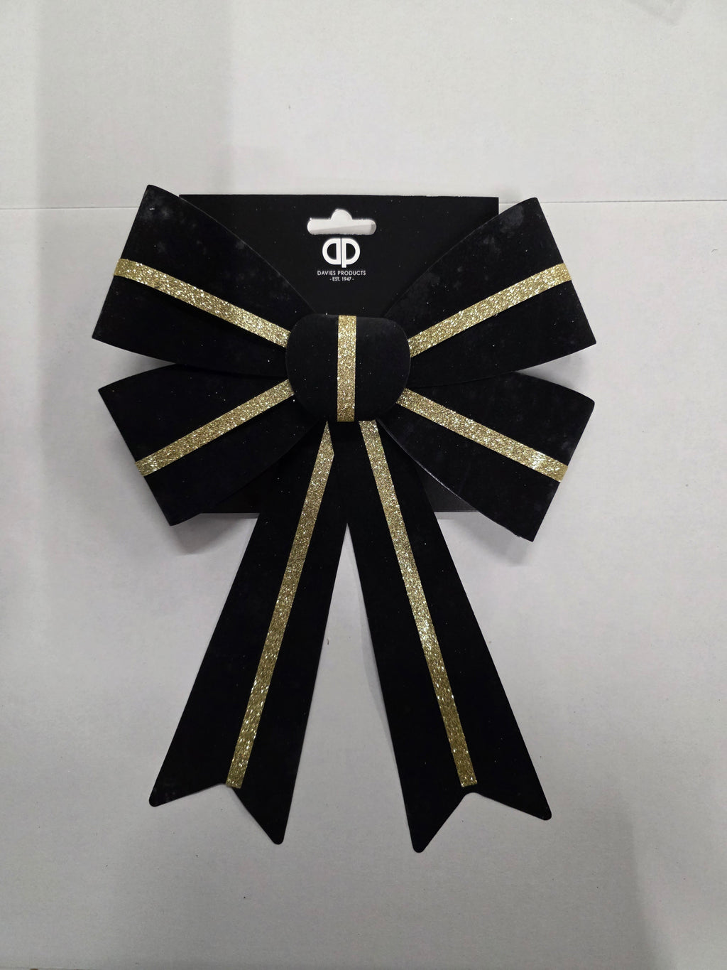 Bow Velour Black Gold 22x32cm (PACK OF 2)