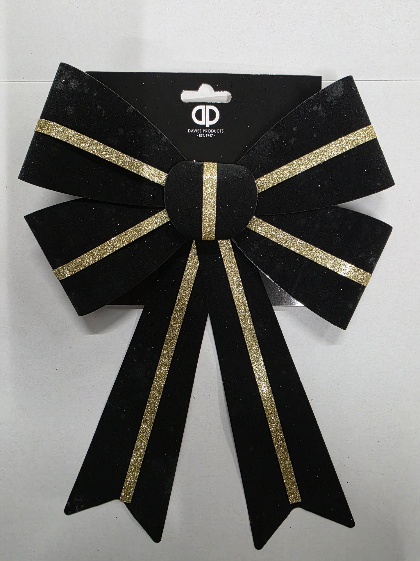 Bow Velour Black Gold 22x32cm (PACK OF 2)