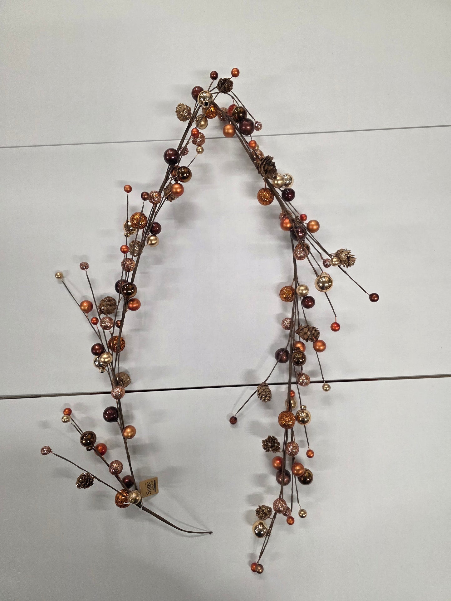 Garland Bauble Cone Brown & Gold 150cm