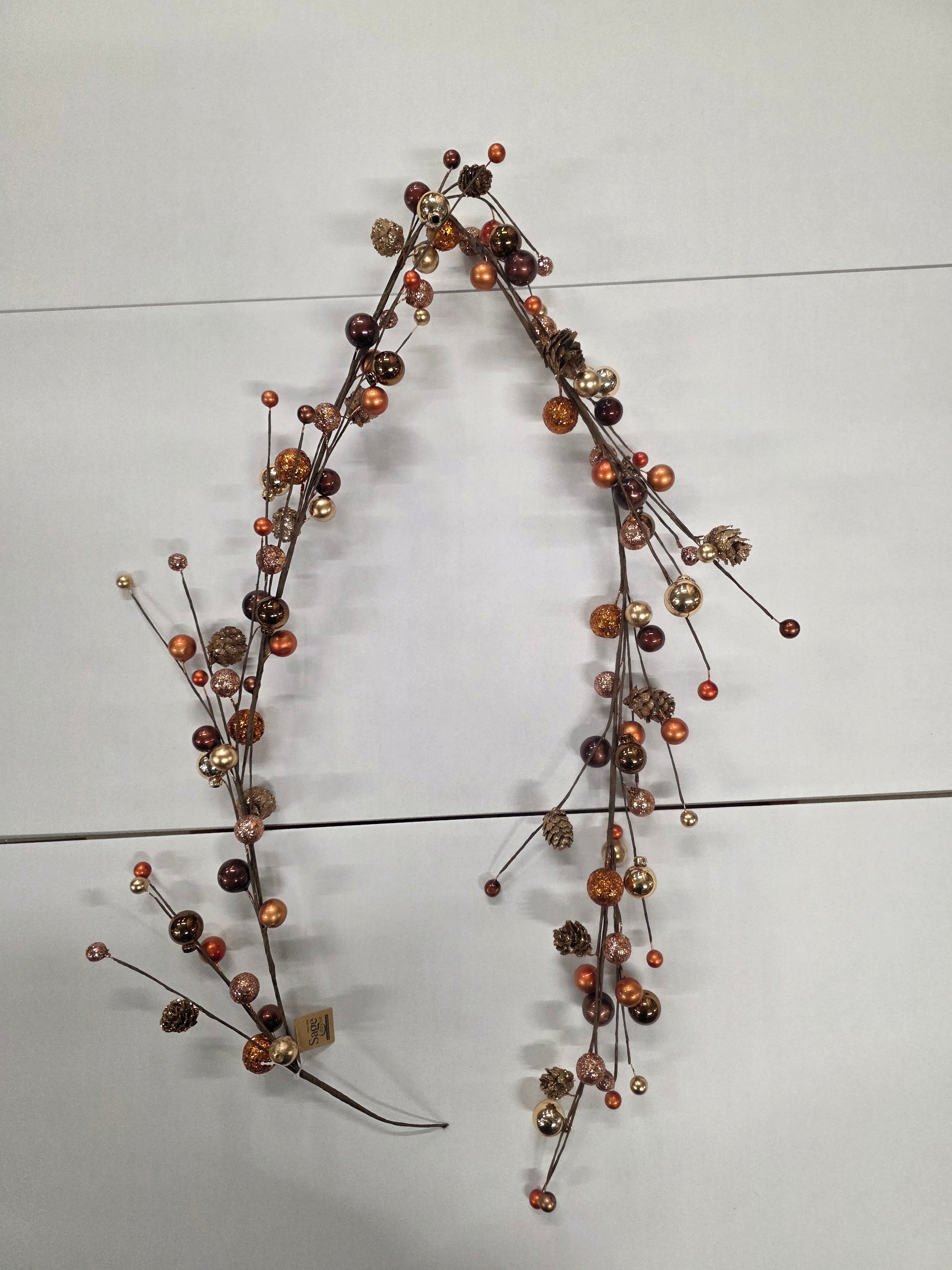 Garland Bauble Cone Brown & Gold 150cm