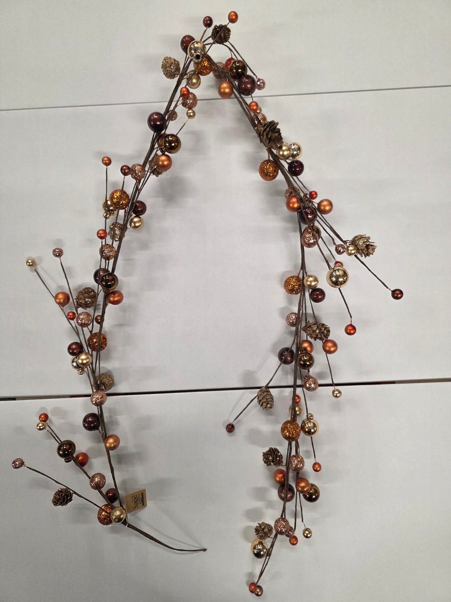 Garland Bauble Cone Brown & Gold 150cm