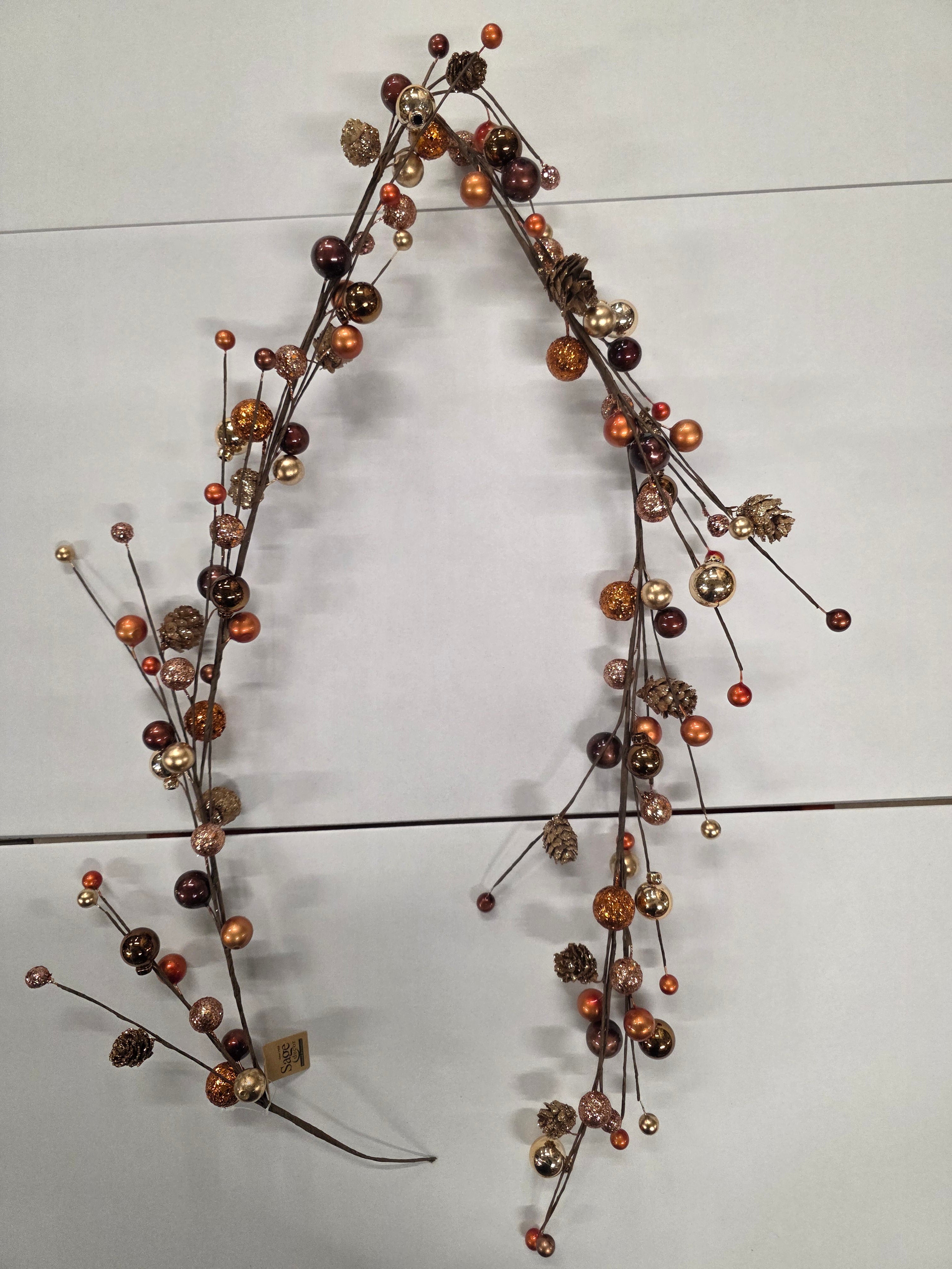 Garland Bauble Cone Brown & Gold 150cm
