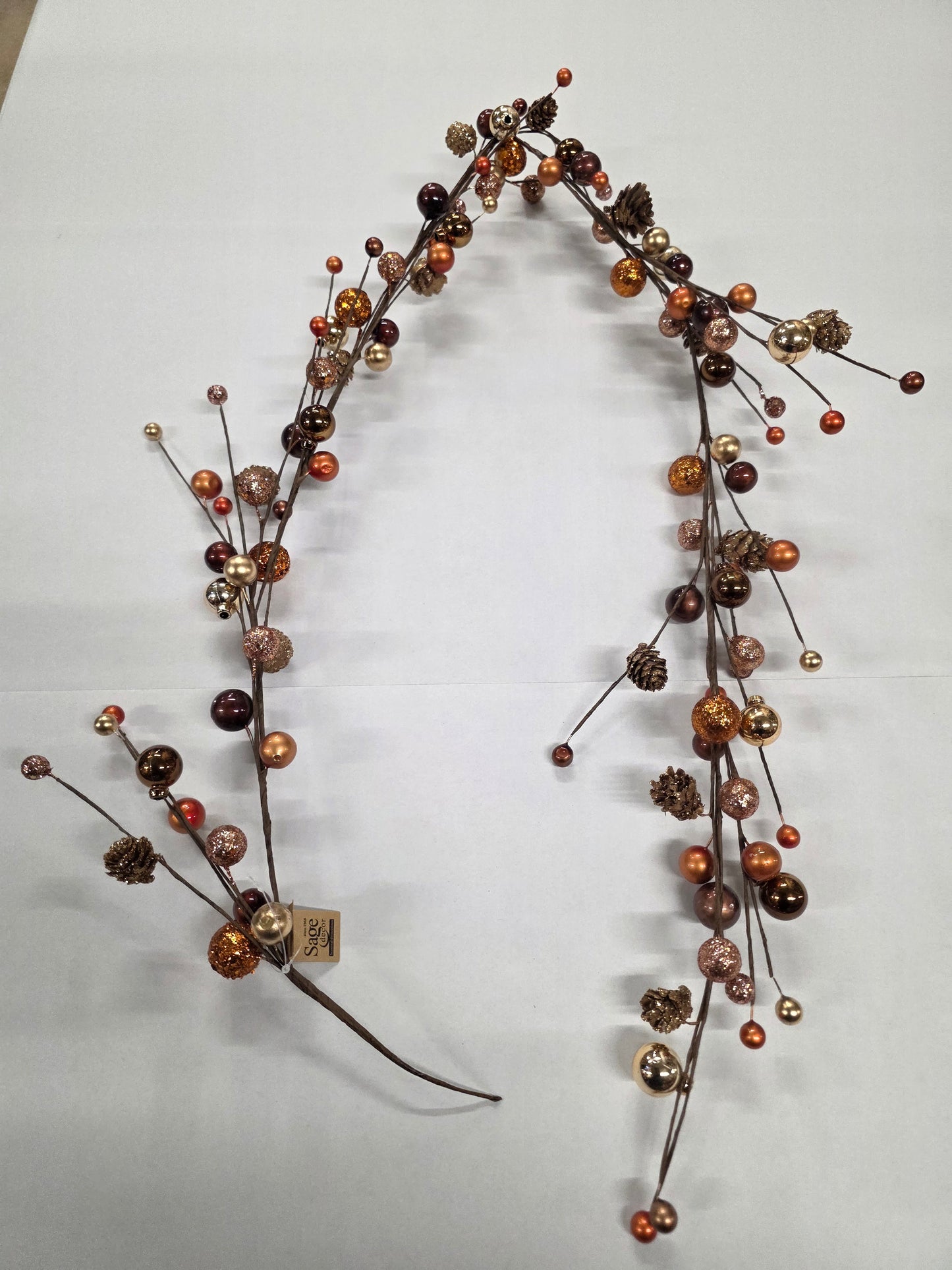 Garland Bauble Cone Brown & Gold 150cm