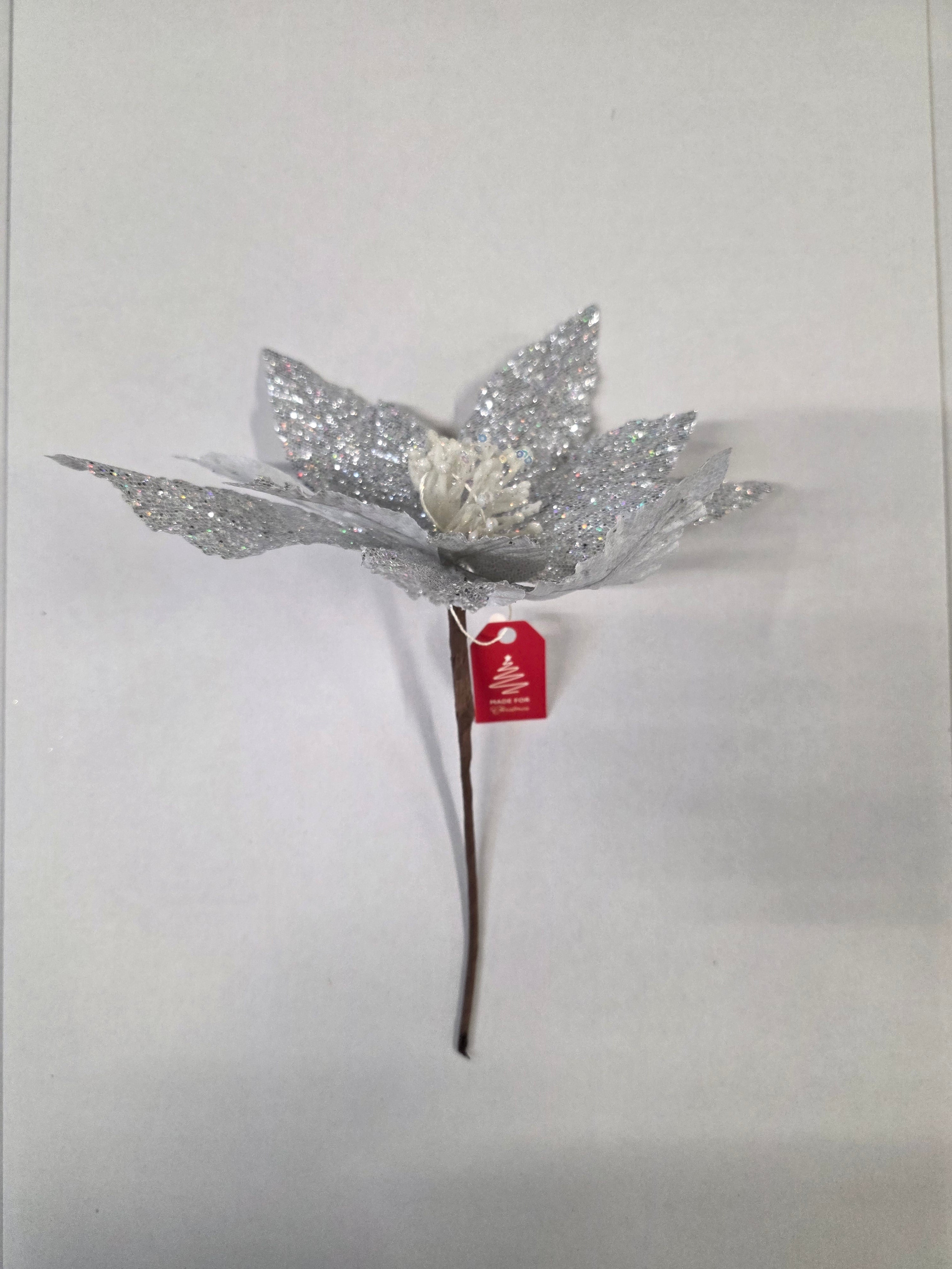Poinsettia Irridescent White 27cm (PACK OF 2)