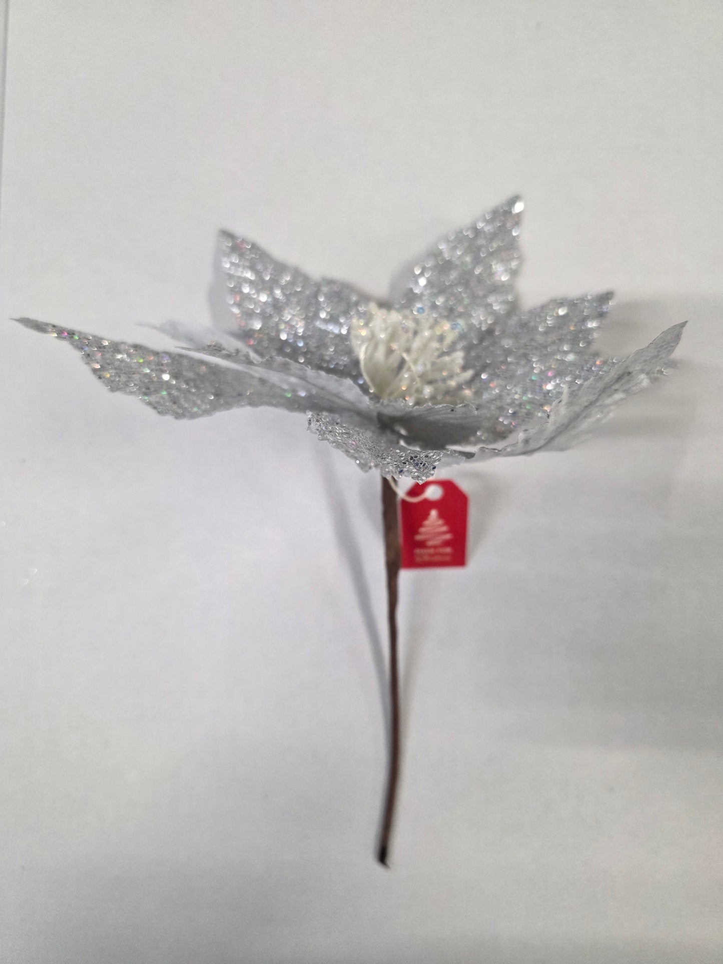 Poinsettia Irridescent White 27cm (PACK OF 2)