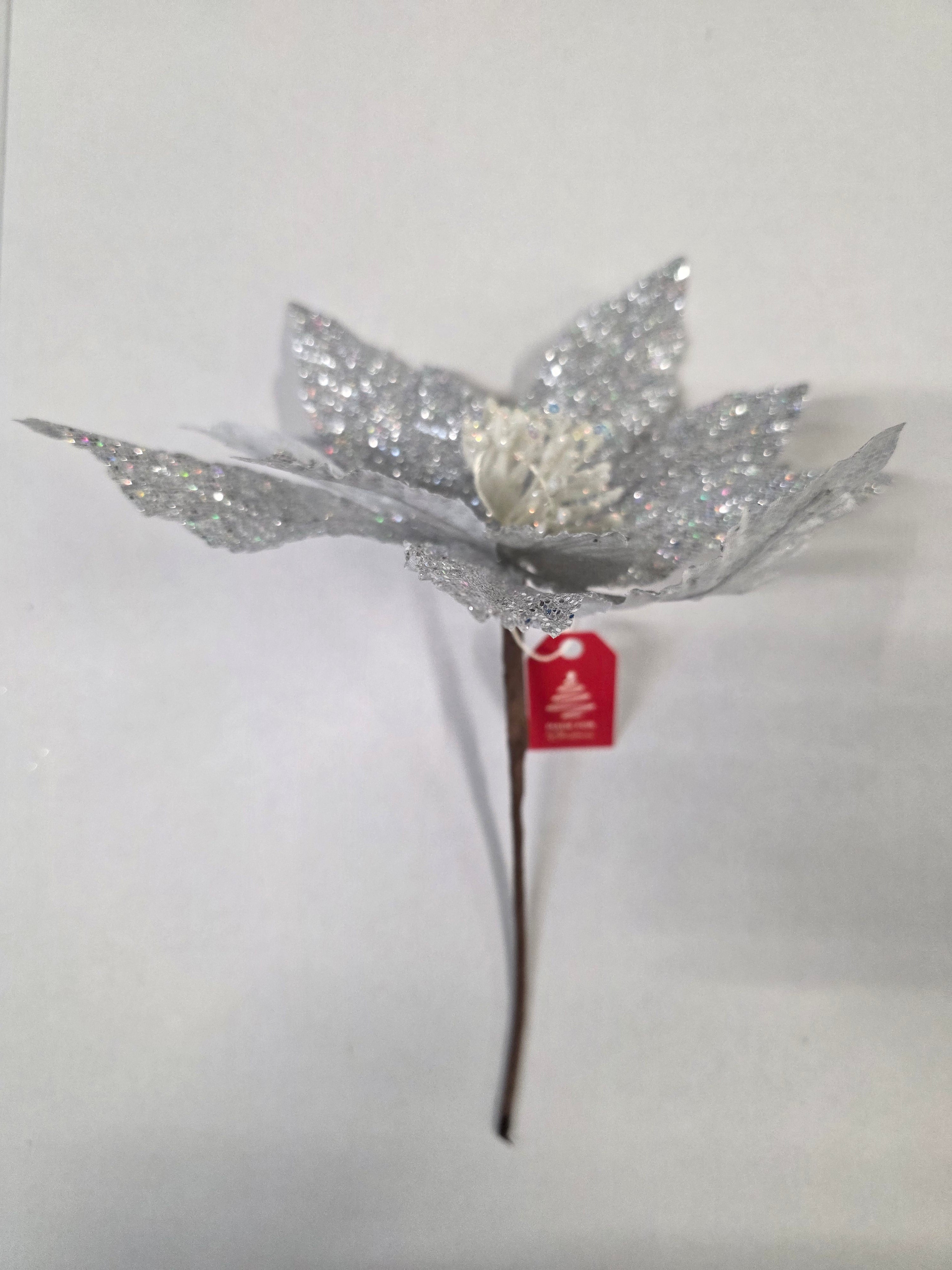 Poinsettia Irridescent White 27cm (PACK OF 2)