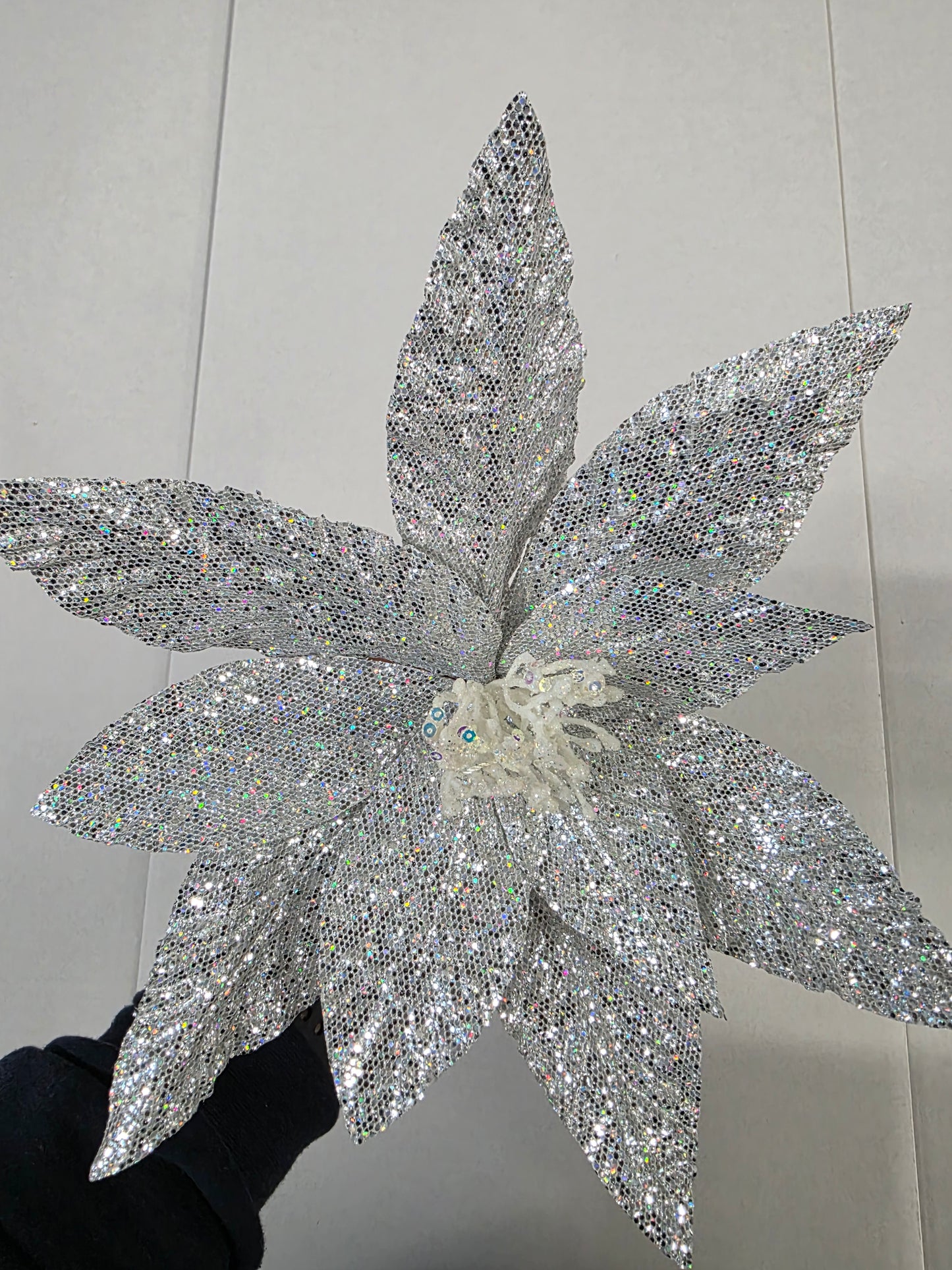 Poinsettia Irridescent White 27cm (PACK OF 2)