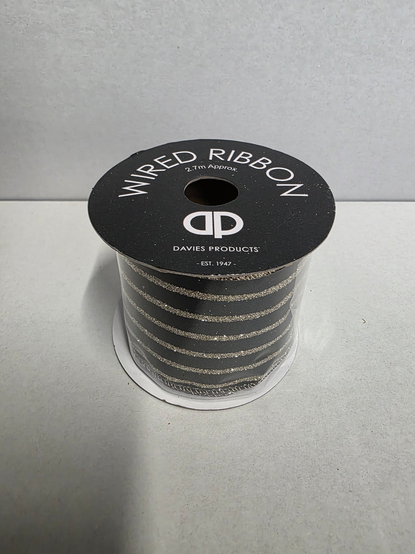 Ribbon Xmas Black Gold Stripe 6.3cm X2.7m  (PACK OF 2)