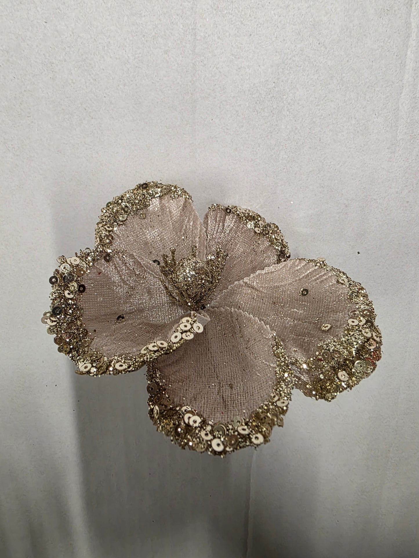 Glitter Flower Champagne 12cm  (PACK OF 4)
