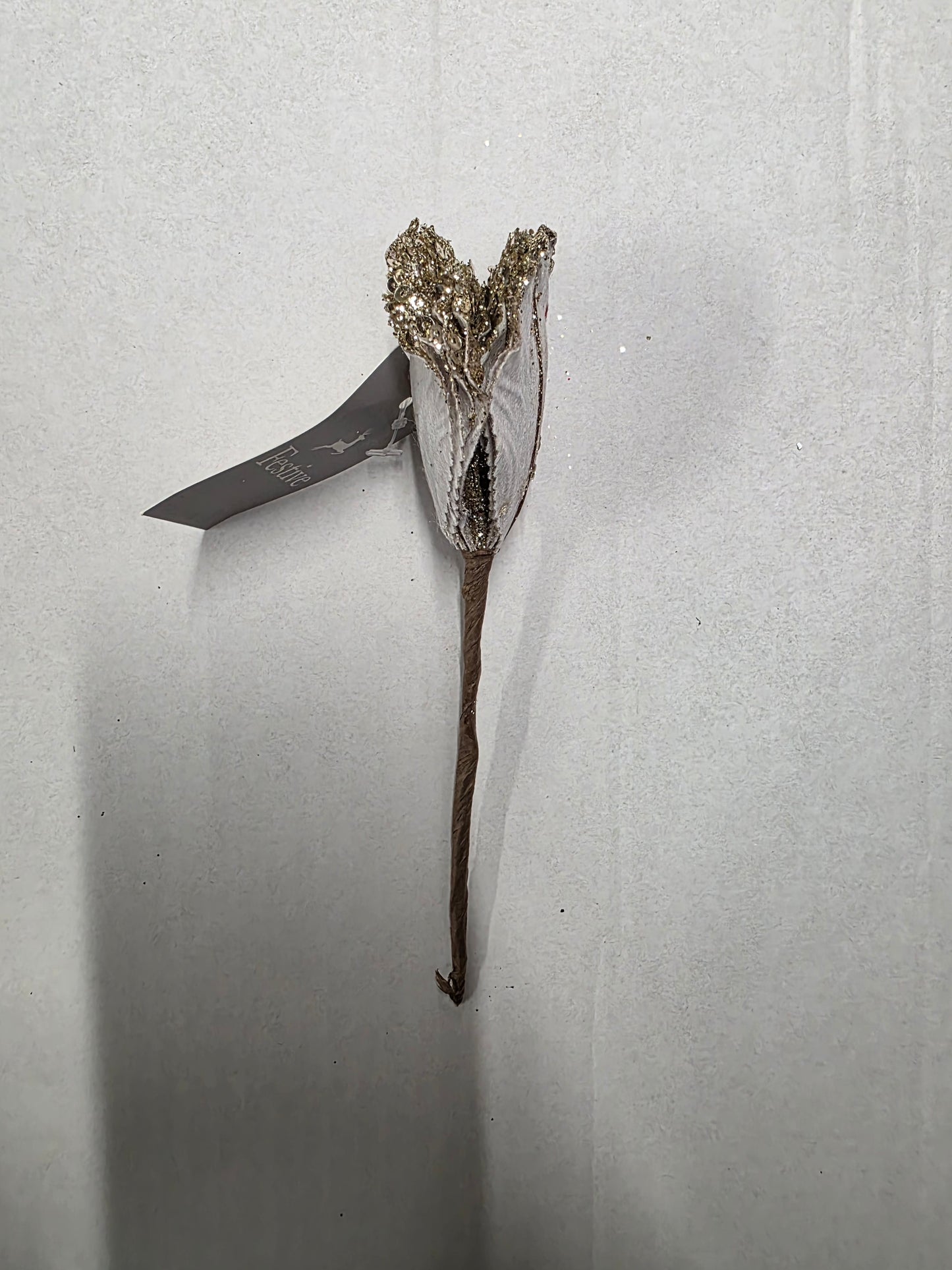 Glitter Flower Champagne 12cm  (PACK OF 4)