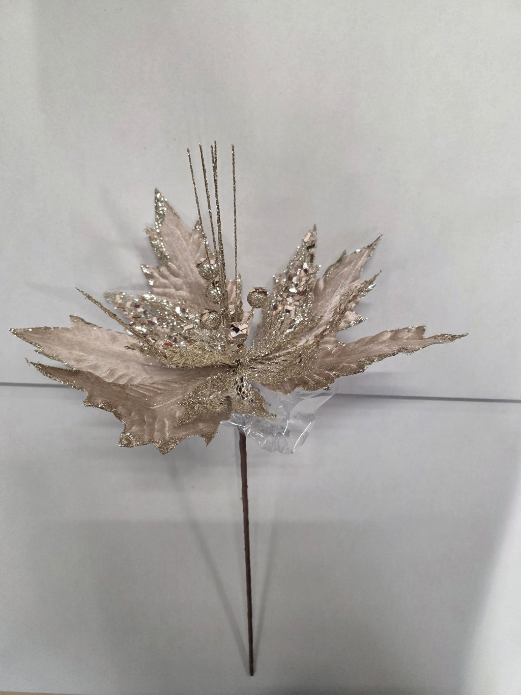 Poinsettia Champagne Sequins 55cm