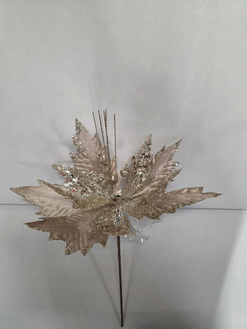 Poinsettia Champagne Sequins 55cm
