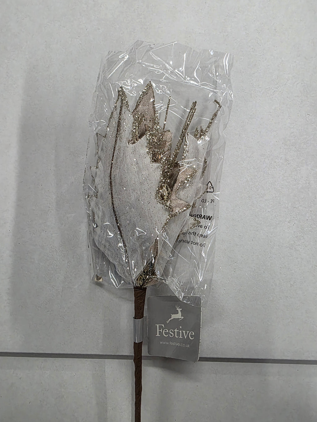 Poinsettia Champagne Sequins 55cm