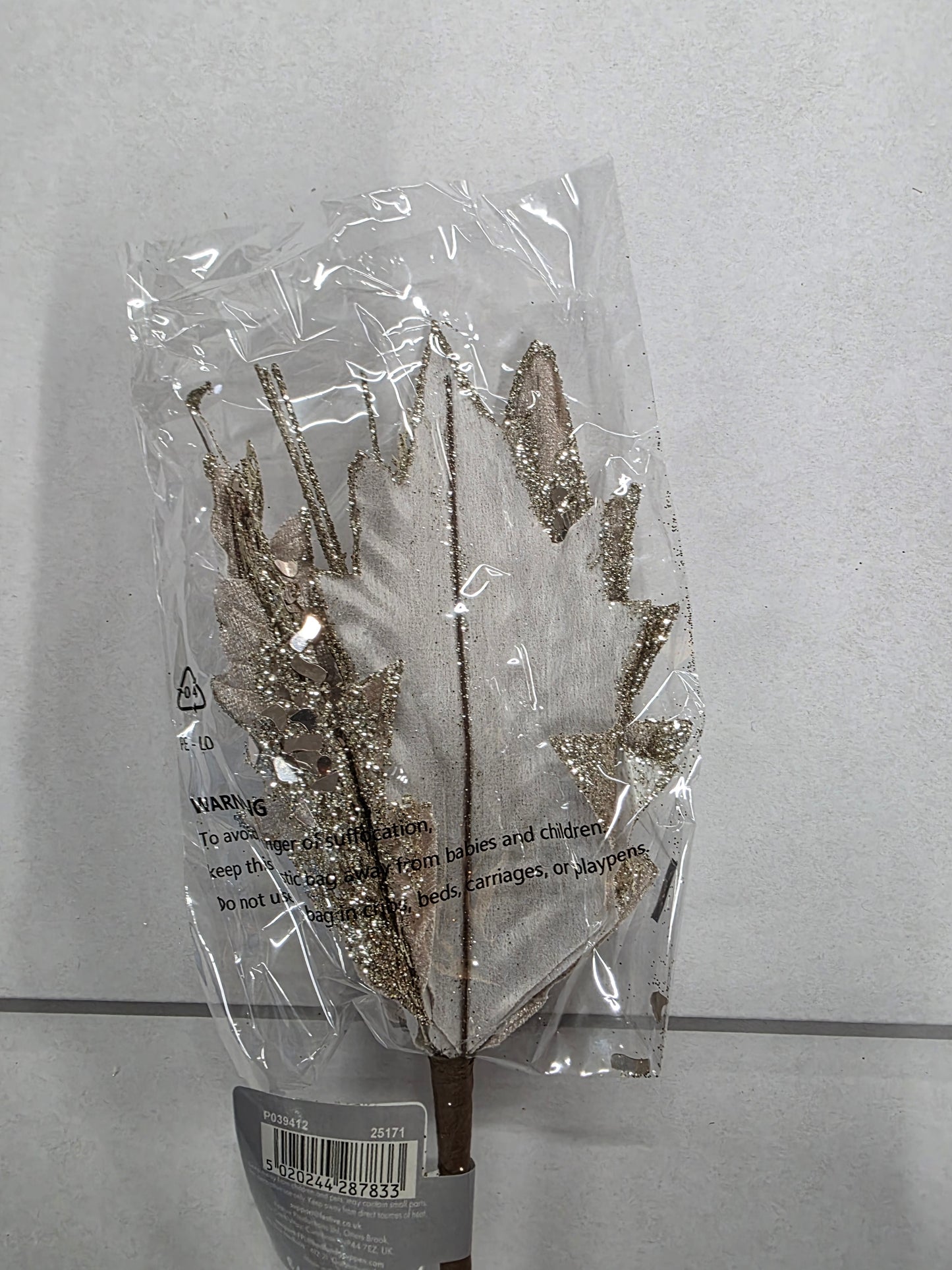 Poinsettia Champagne Sequins 55cm