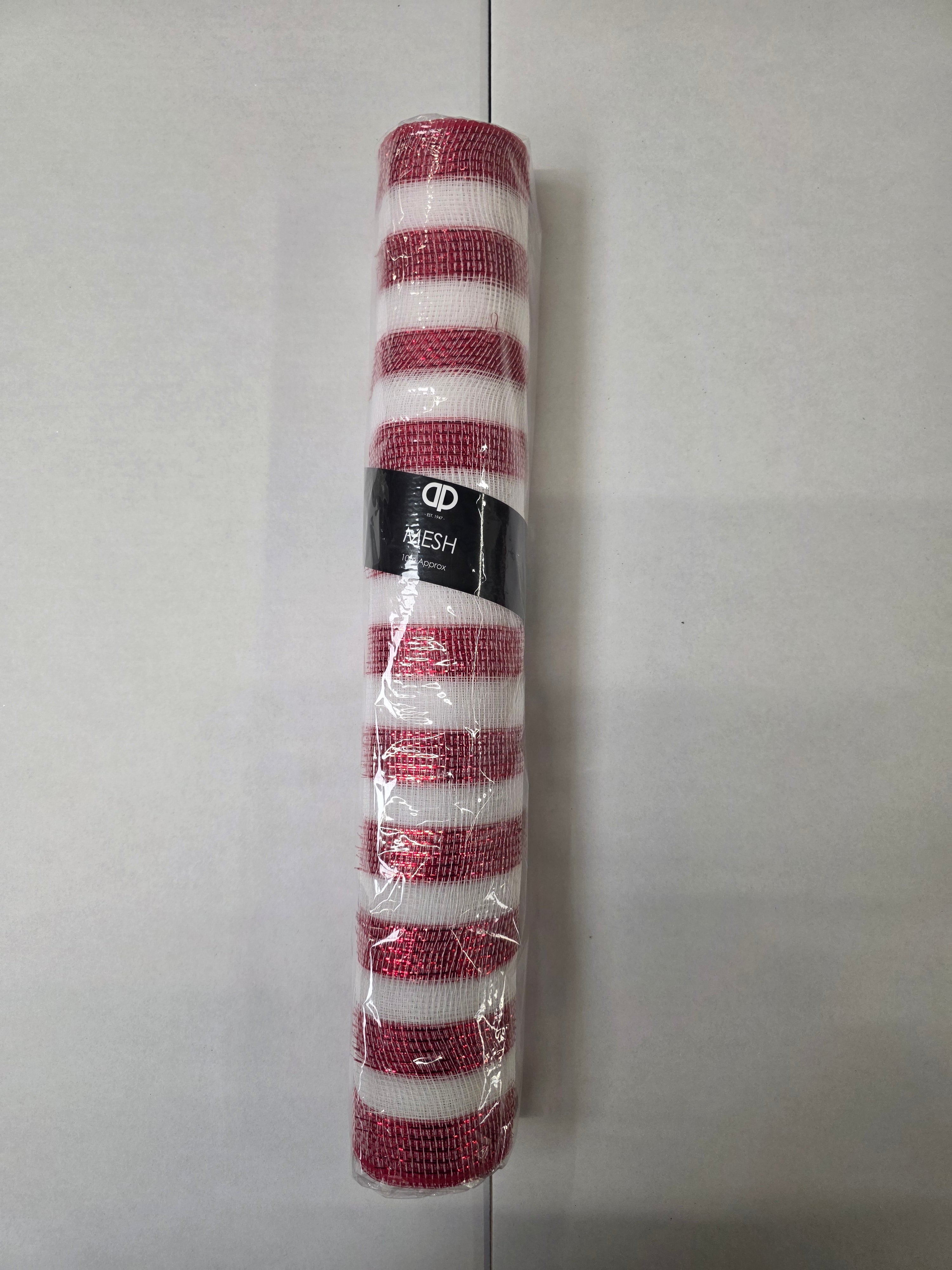 Deco Mesh Red White 50cm X 10m