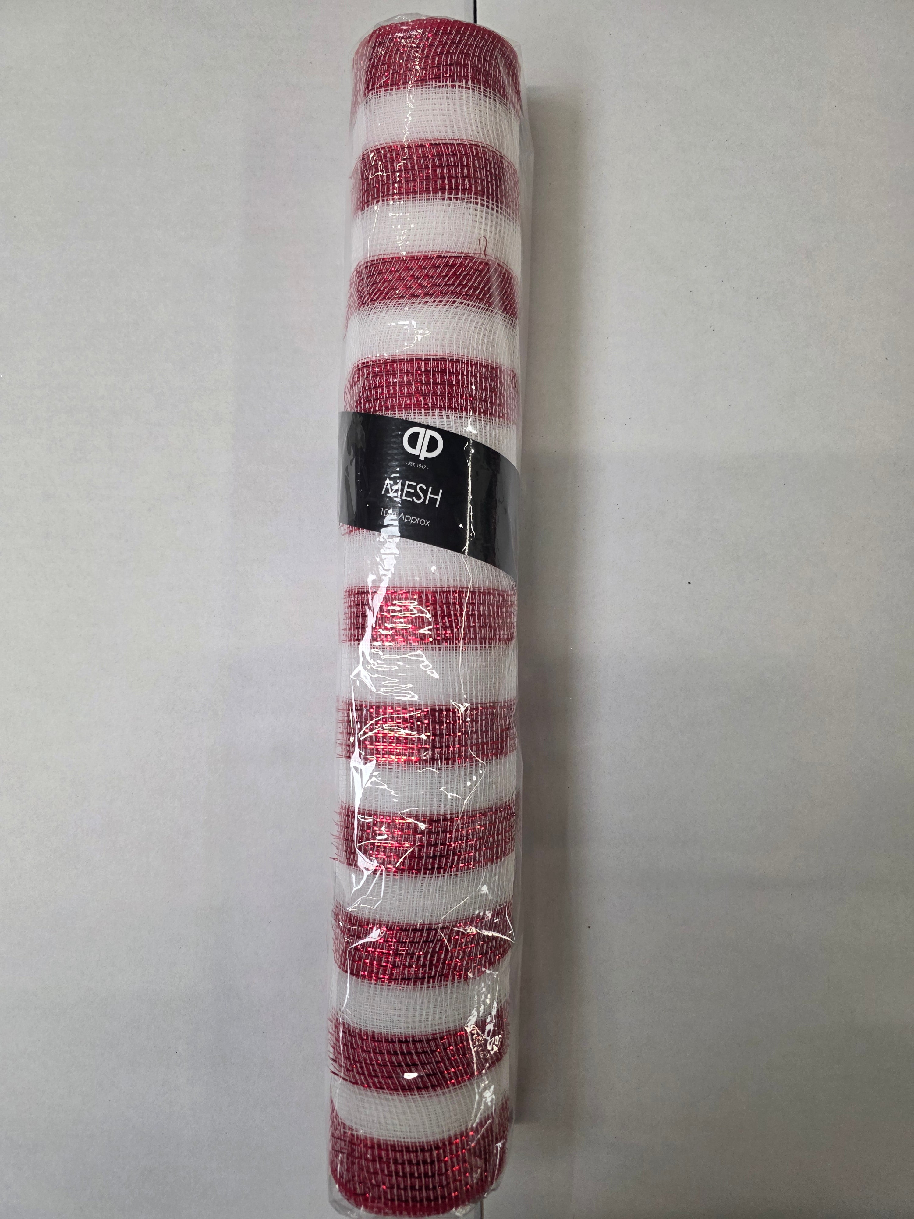Deco Mesh Red White 50cm X 10m
