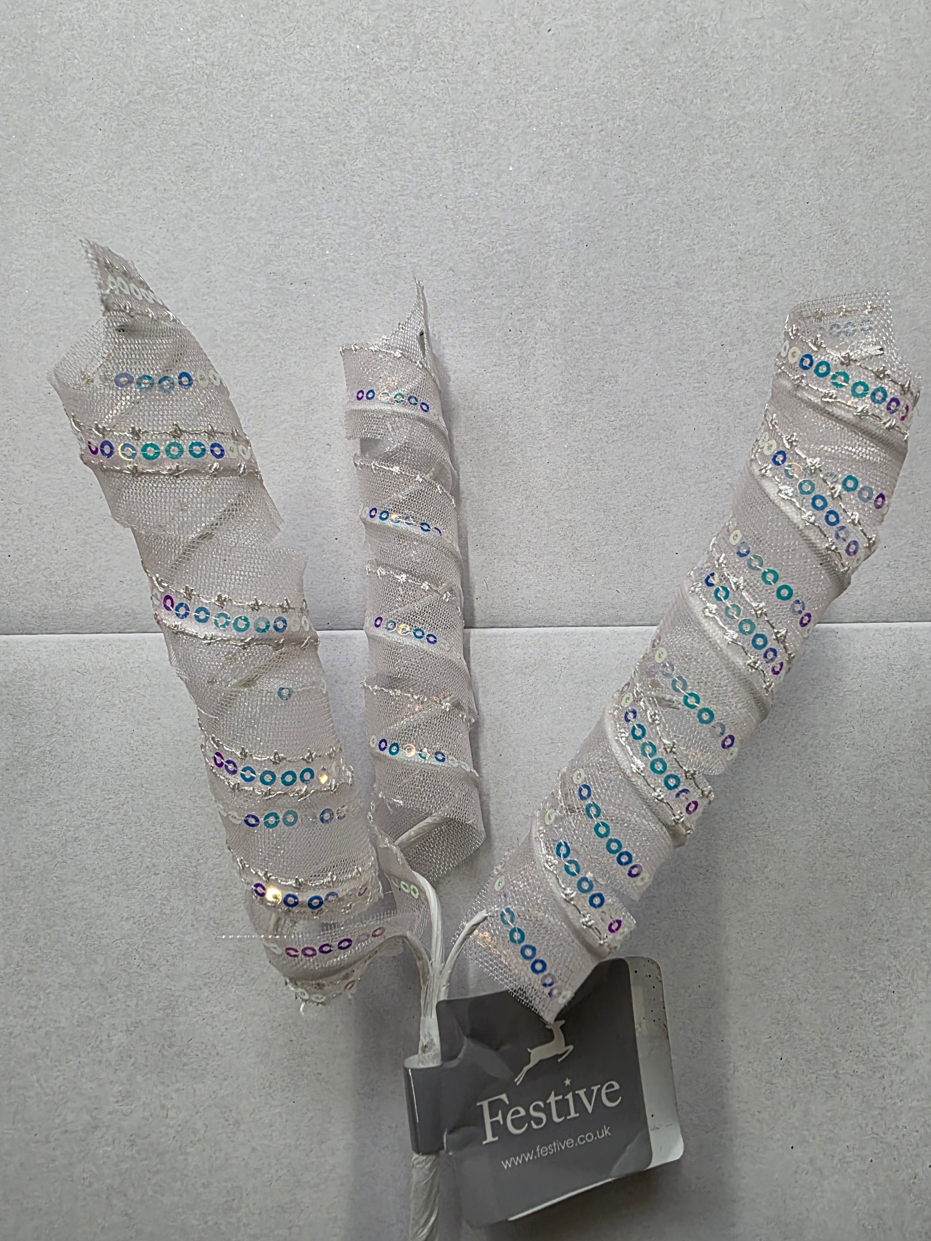 Spiral Stems Iridescent Sequins 48cm  (PACK OF 2)