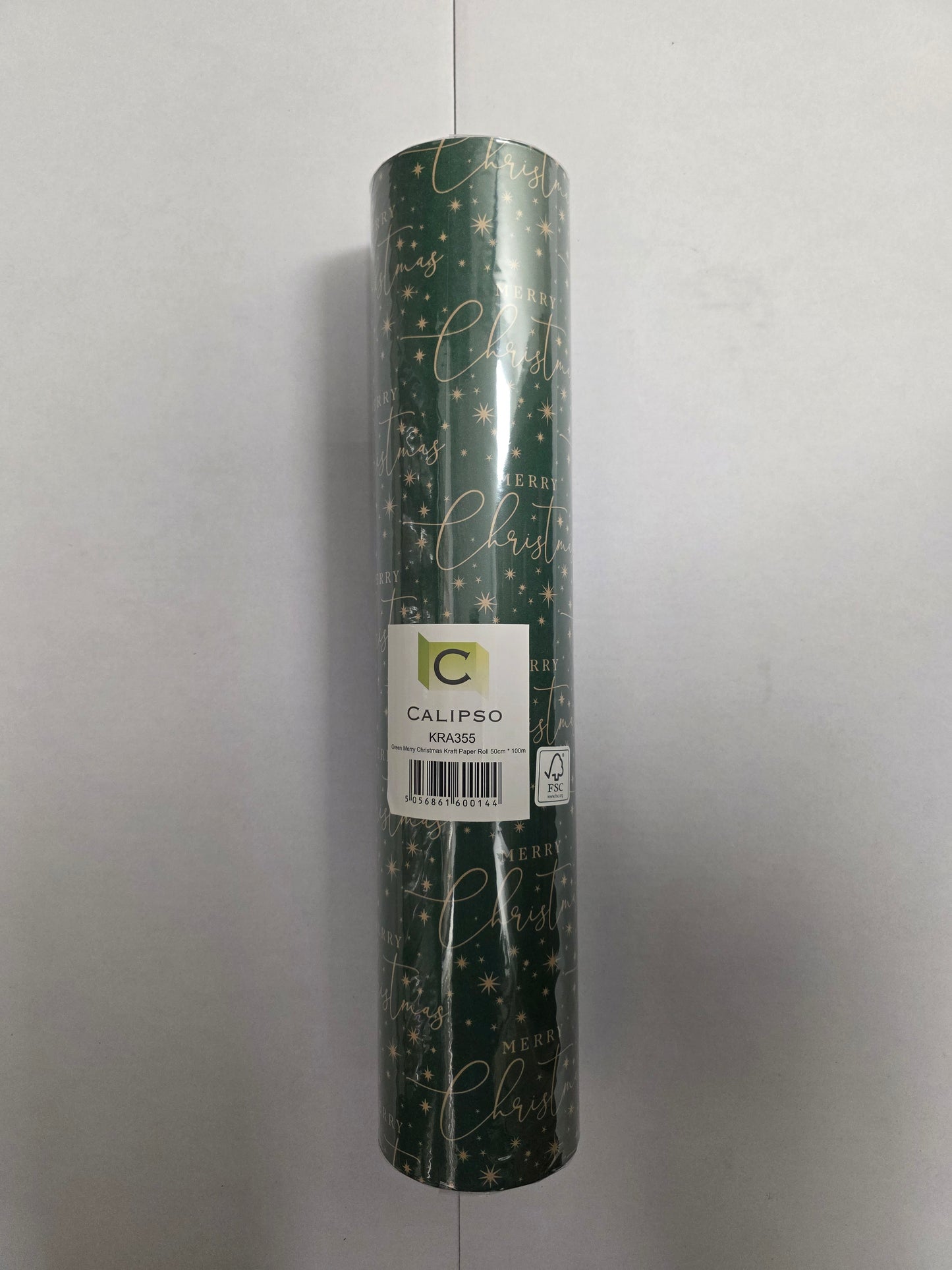 Kraft Paper Merry Xmas Green 50cm X 100m