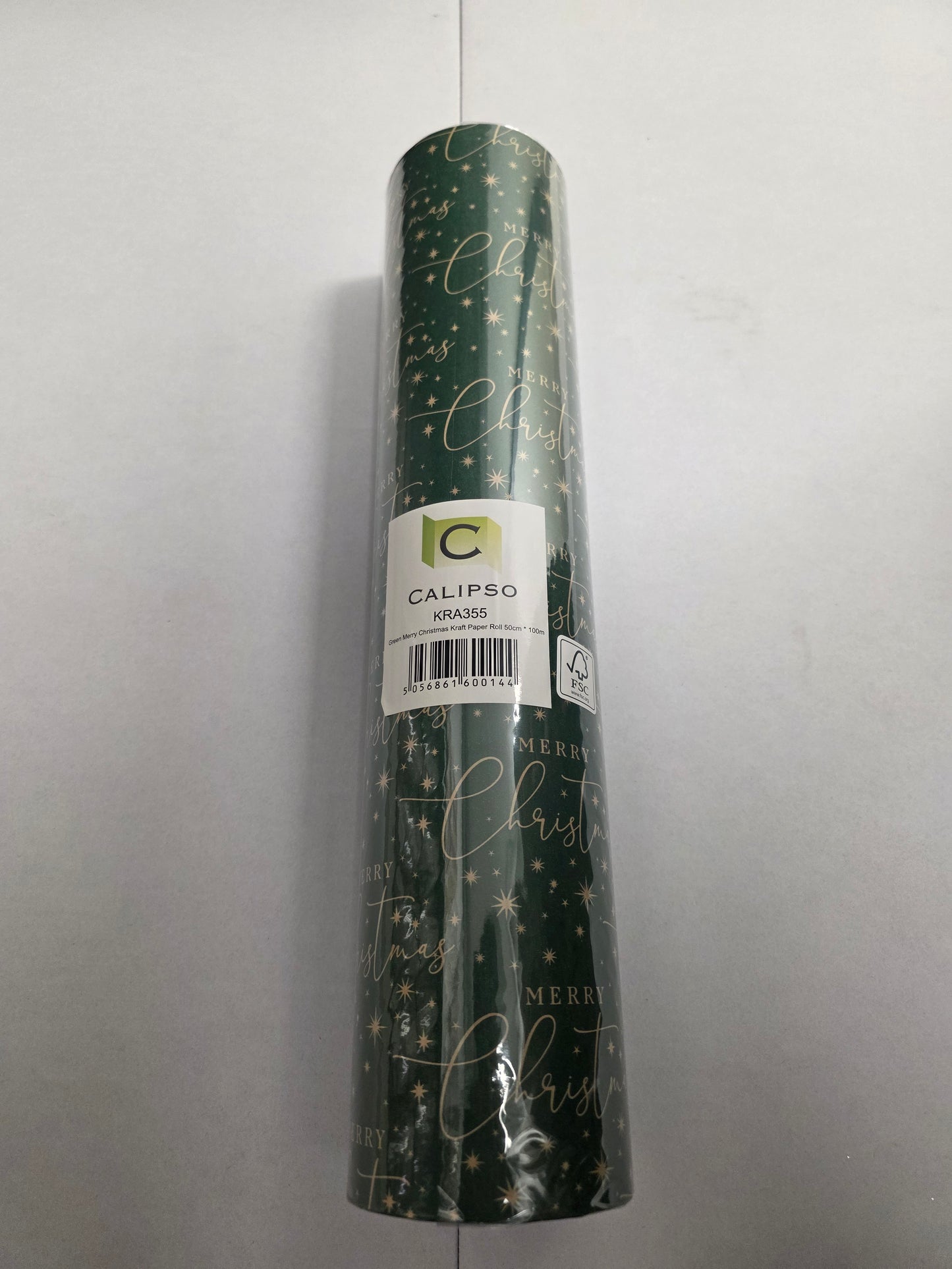 Kraft Paper Merry Xmas Green 50cm X 100m
