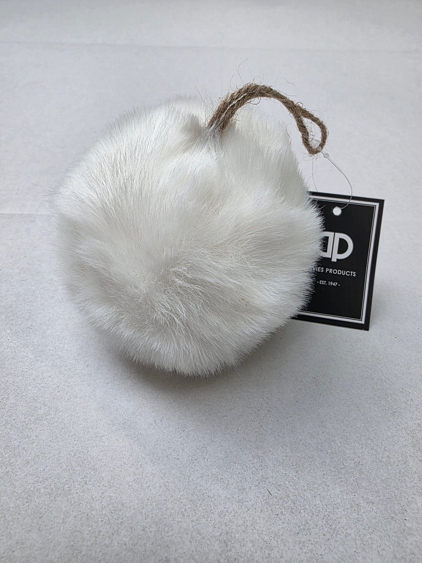 Bauble Fur 10cm White  (PACK OF 3)