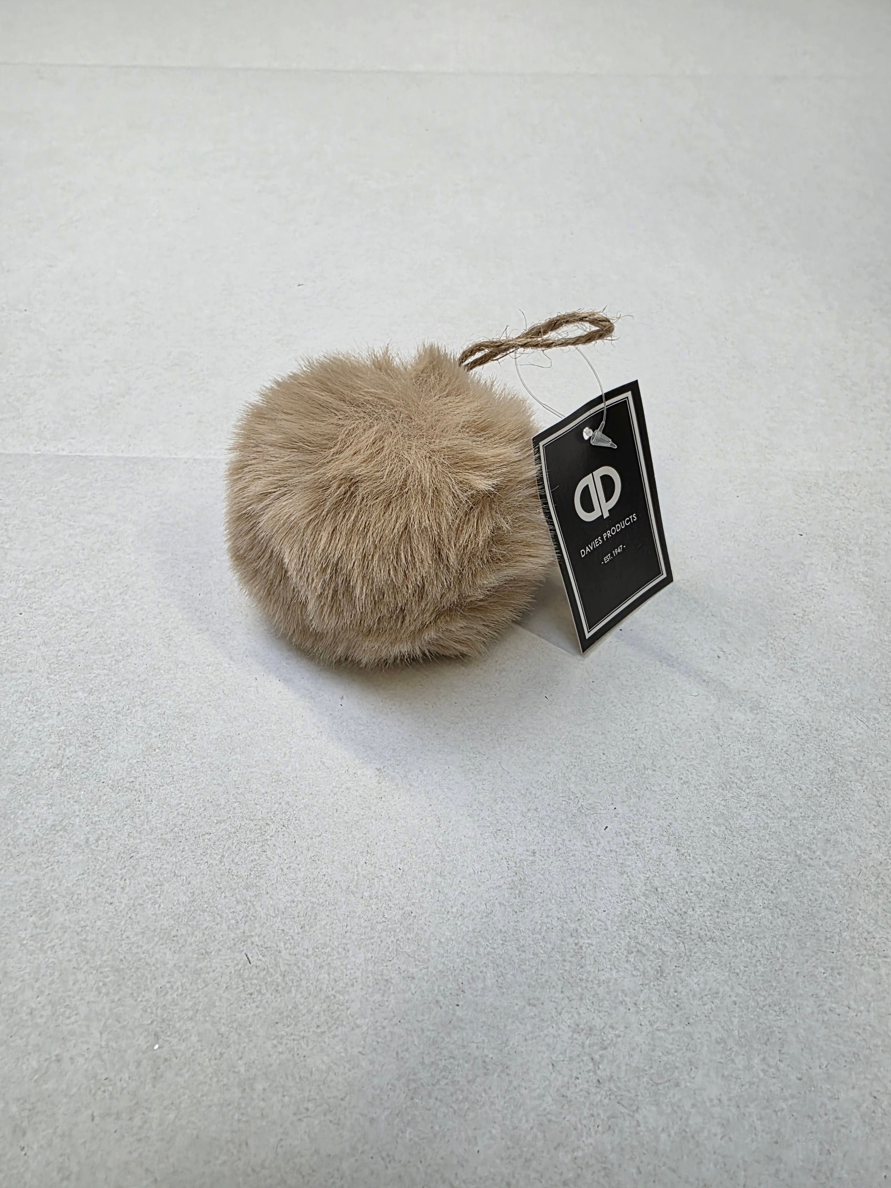 Bauble Fur 10cm Beige  (PACK OF 3)