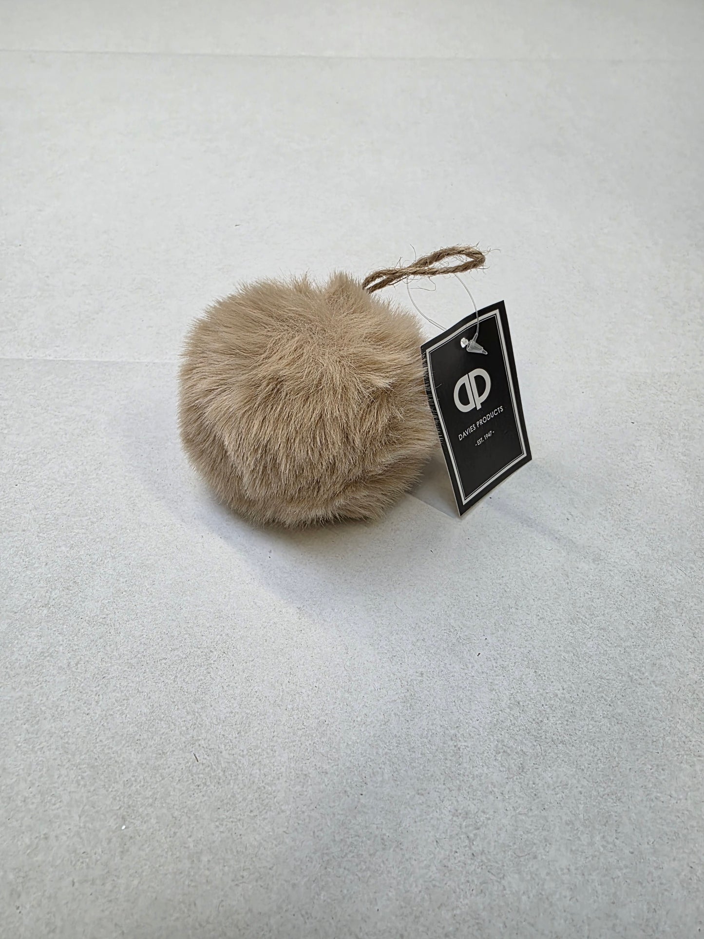 Bauble Fur 7cm Beige  (PACK OF 3)