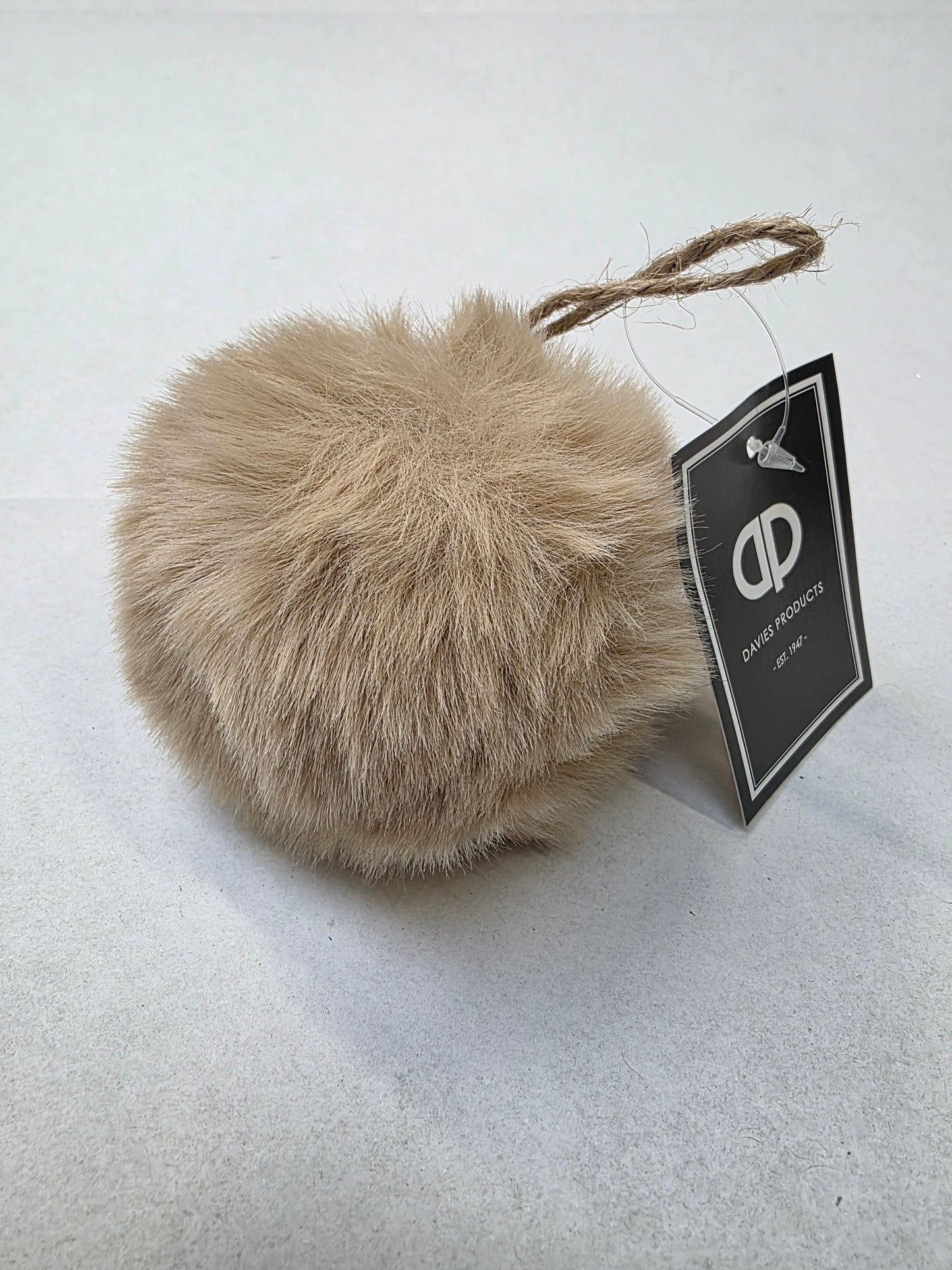 Bauble Fur 10cm Beige  (PACK OF 3)