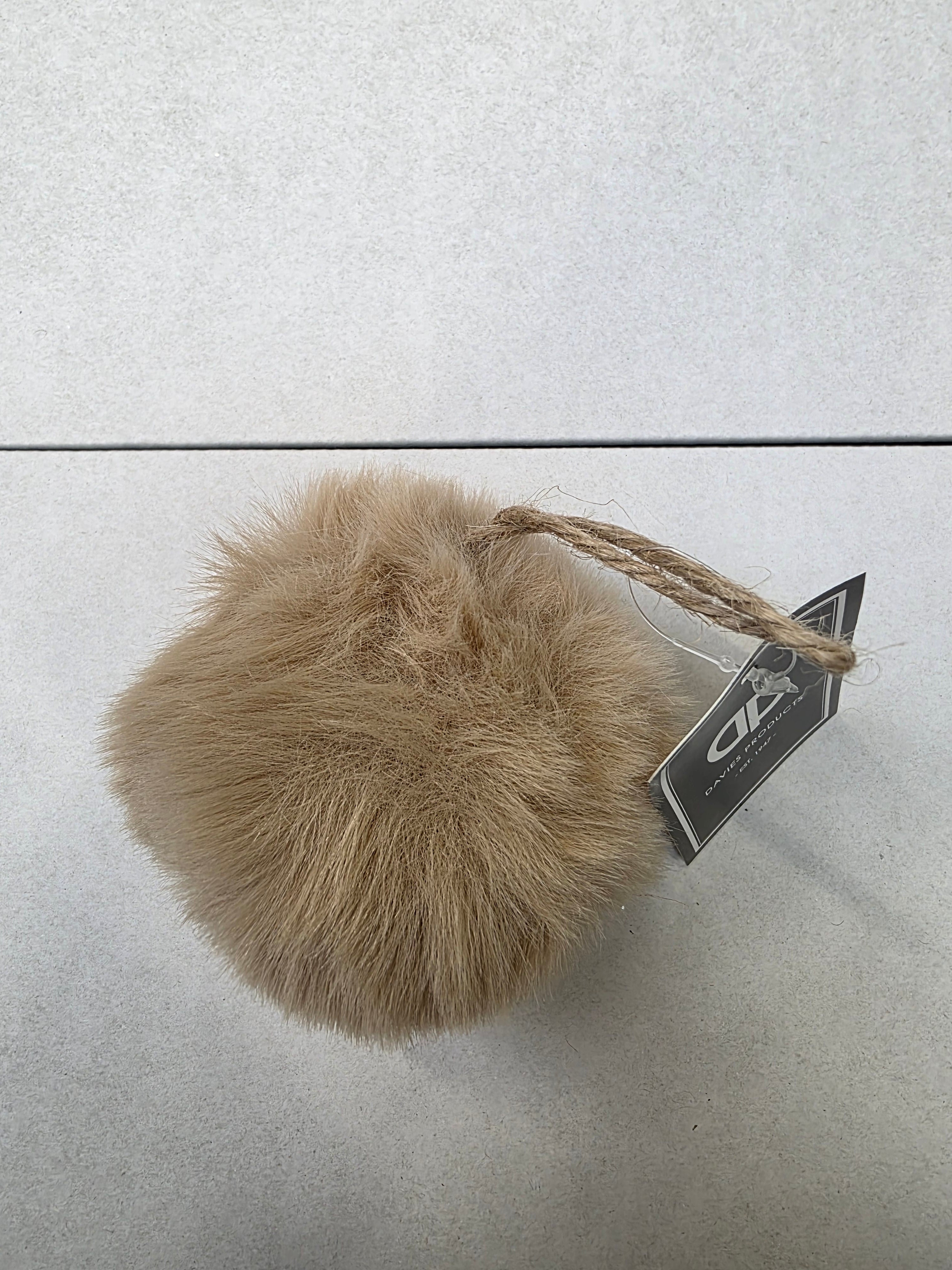 Bauble Fur 10cm Beige  (PACK OF 3)
