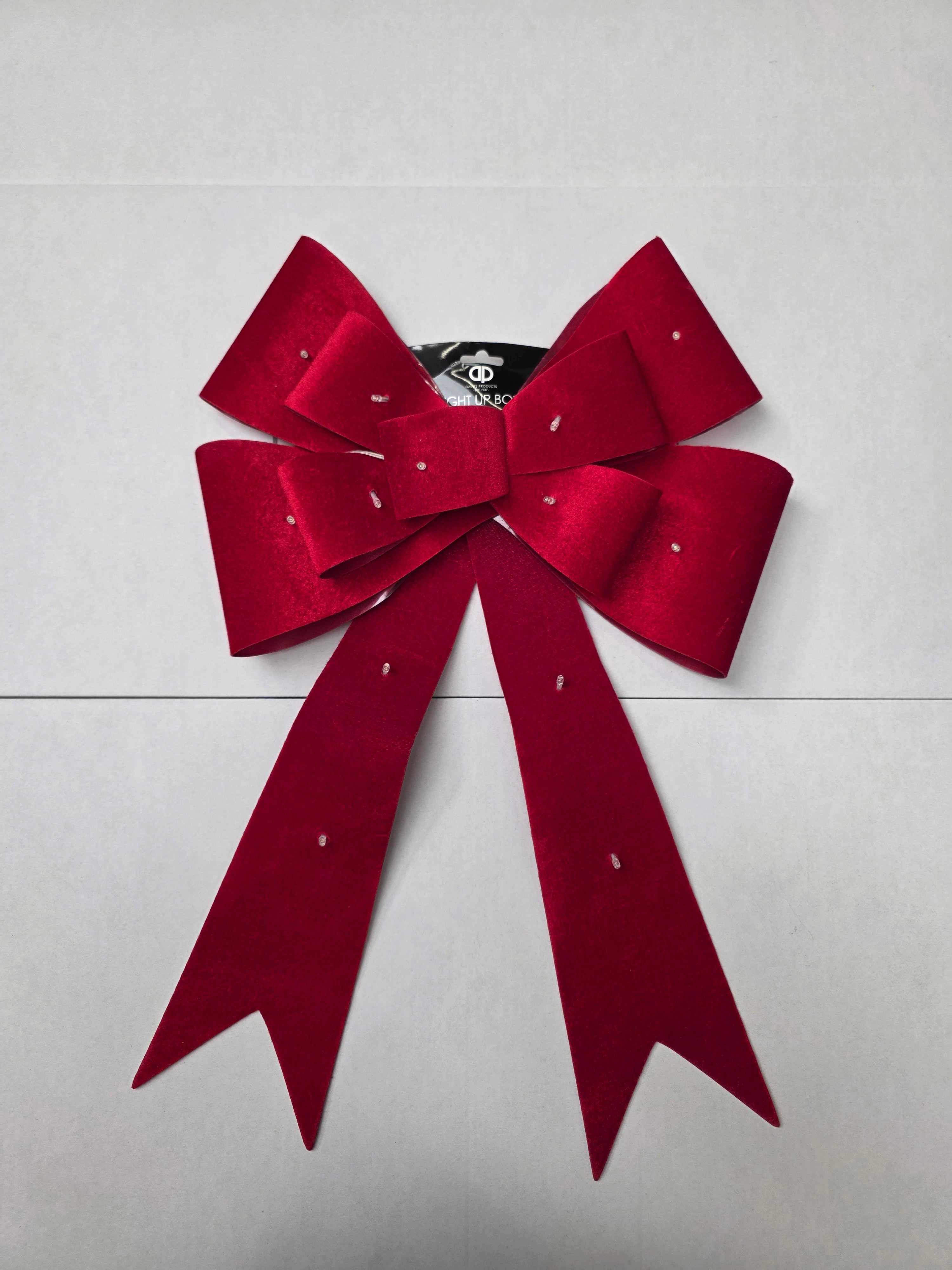 Bow Velour L E D 2 Layer Red 43x63cm