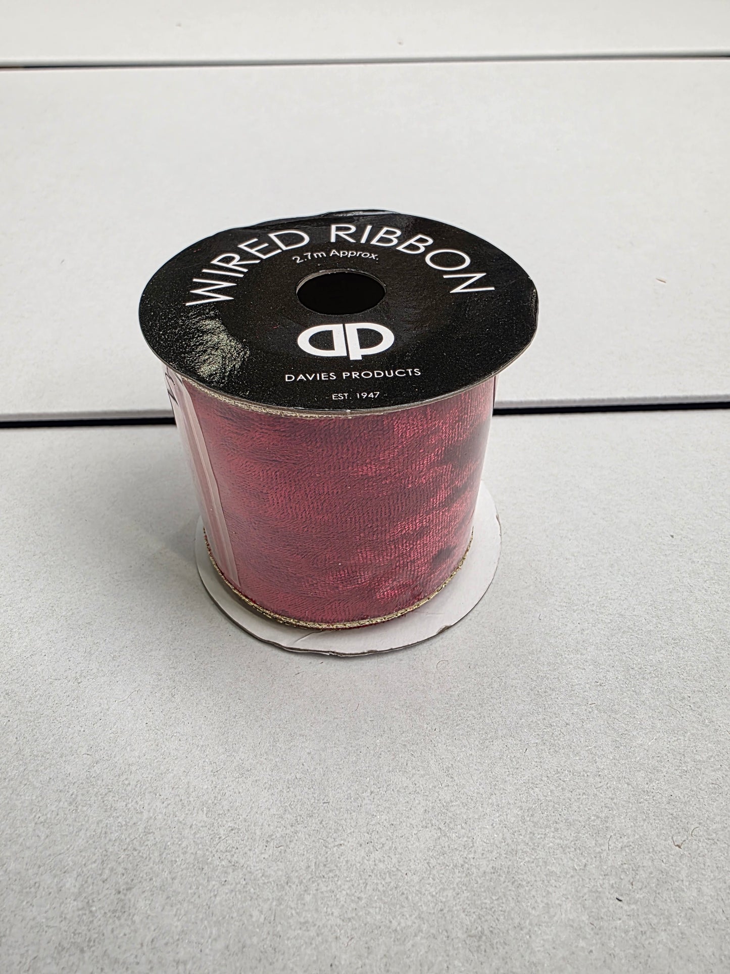 Ribbon Velvet Red & Gold Back 63mmx10yrd