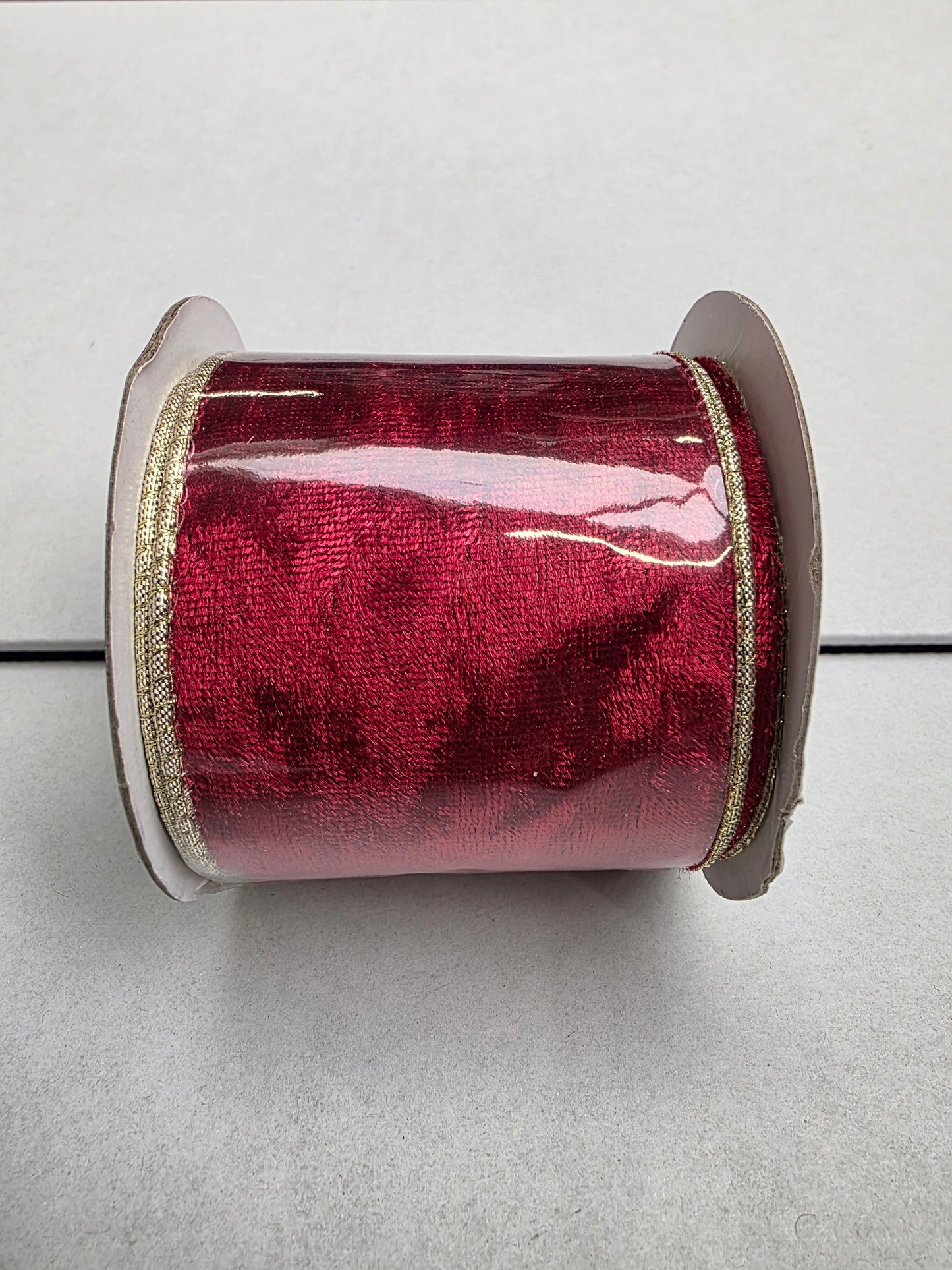 Ribbon Velvet Red & Gold Back 63mmx10yrd
