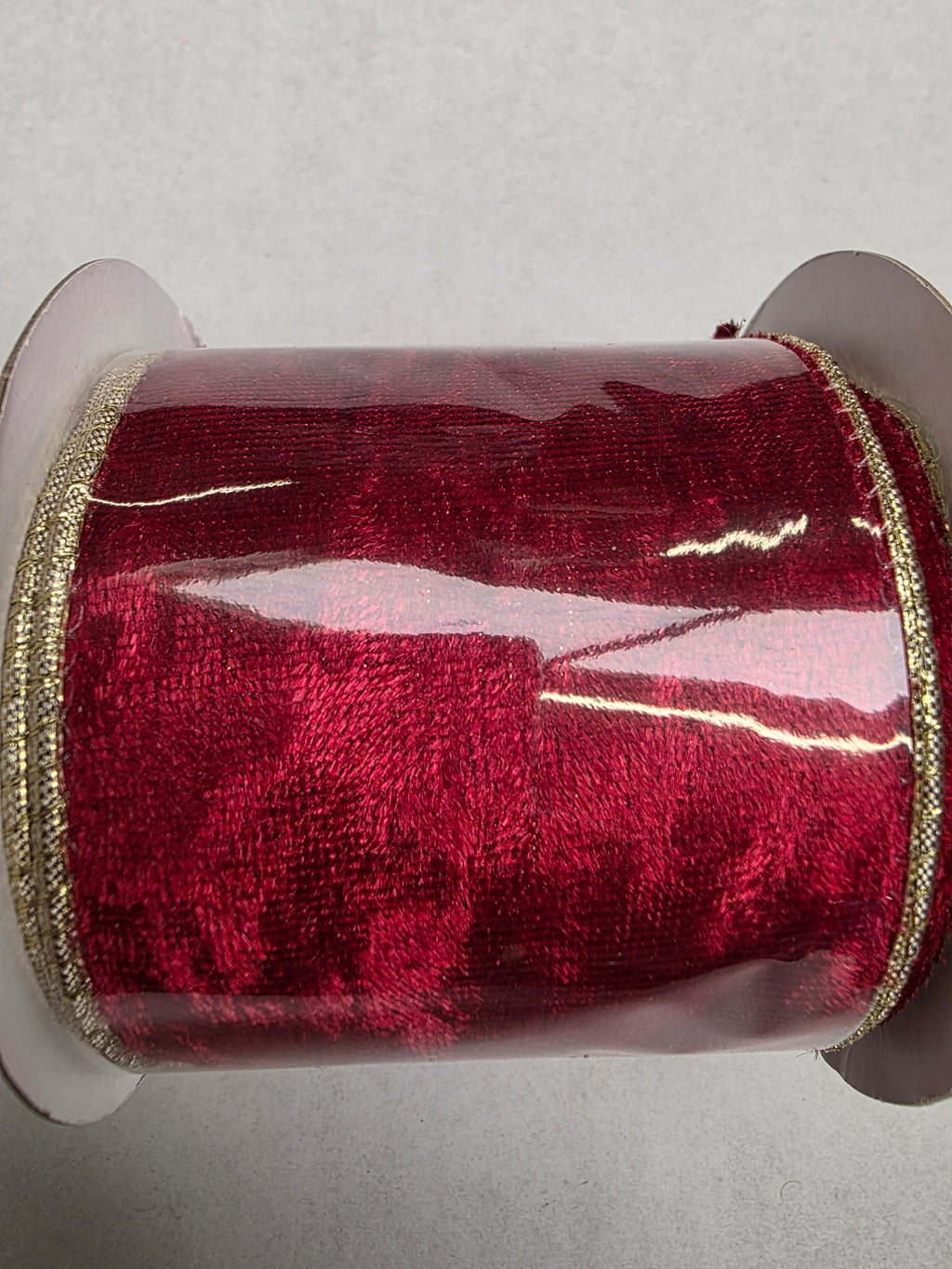 Ribbon Velvet Red & Gold Back 63mmx10yrd