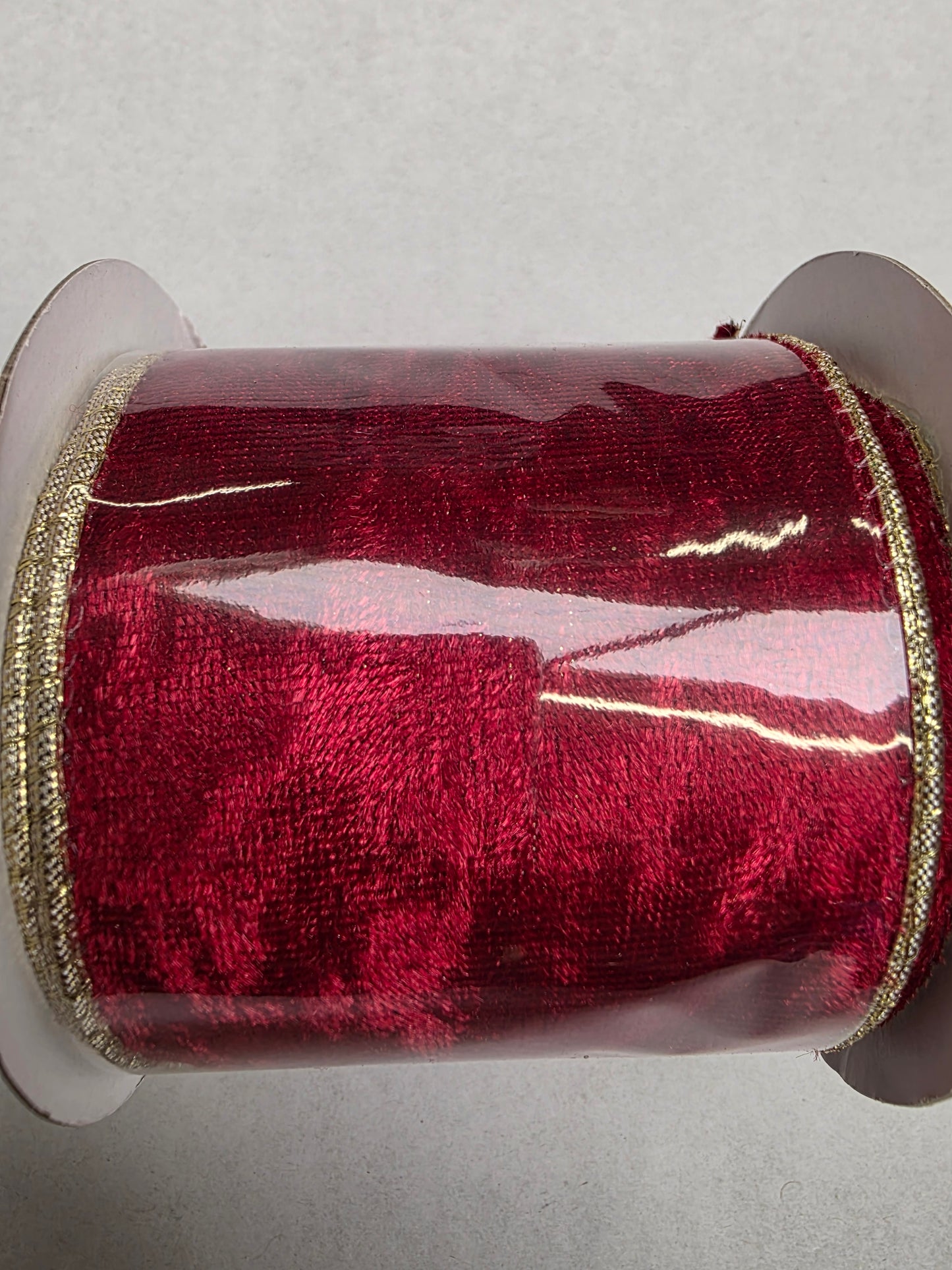 Ribbon Velvet Red & Gold Back 63mmx10yrd