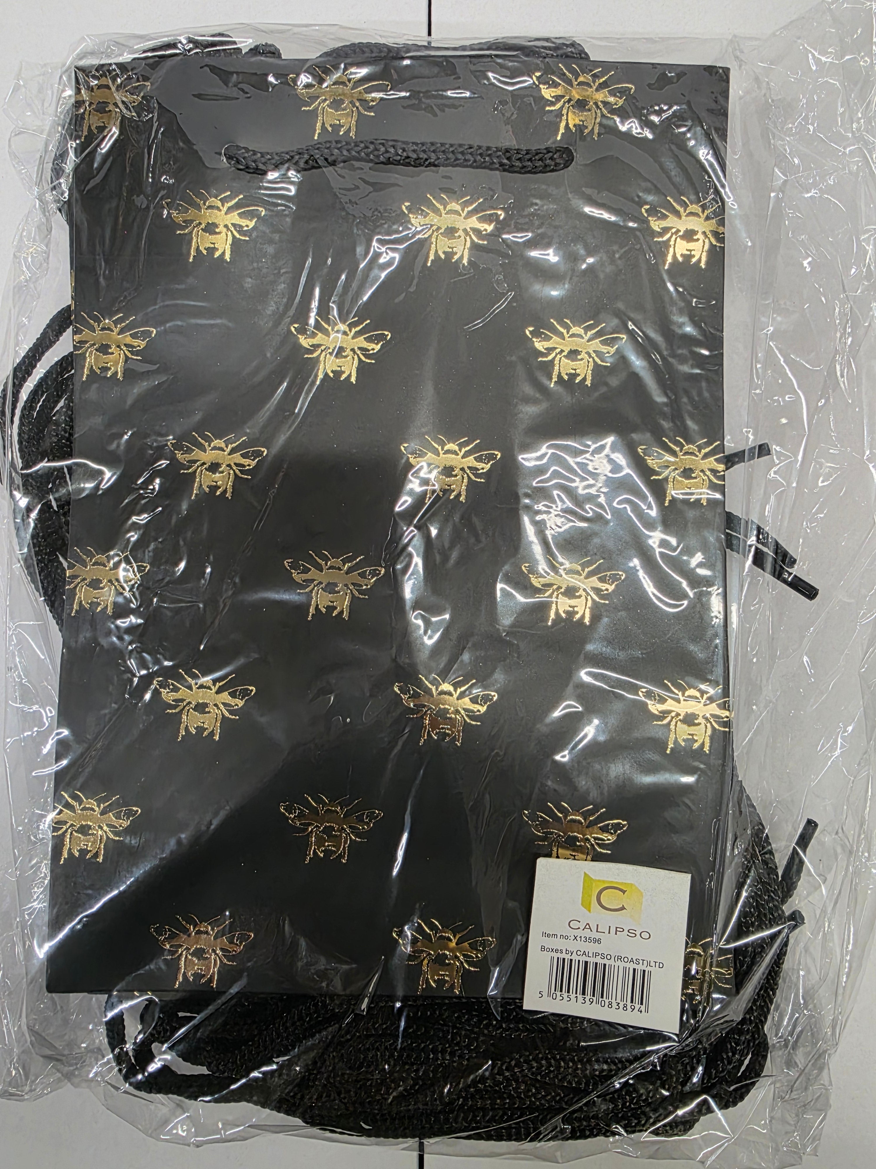 Multipurpose/Bouquet Bag Black Gold Bee 25cm