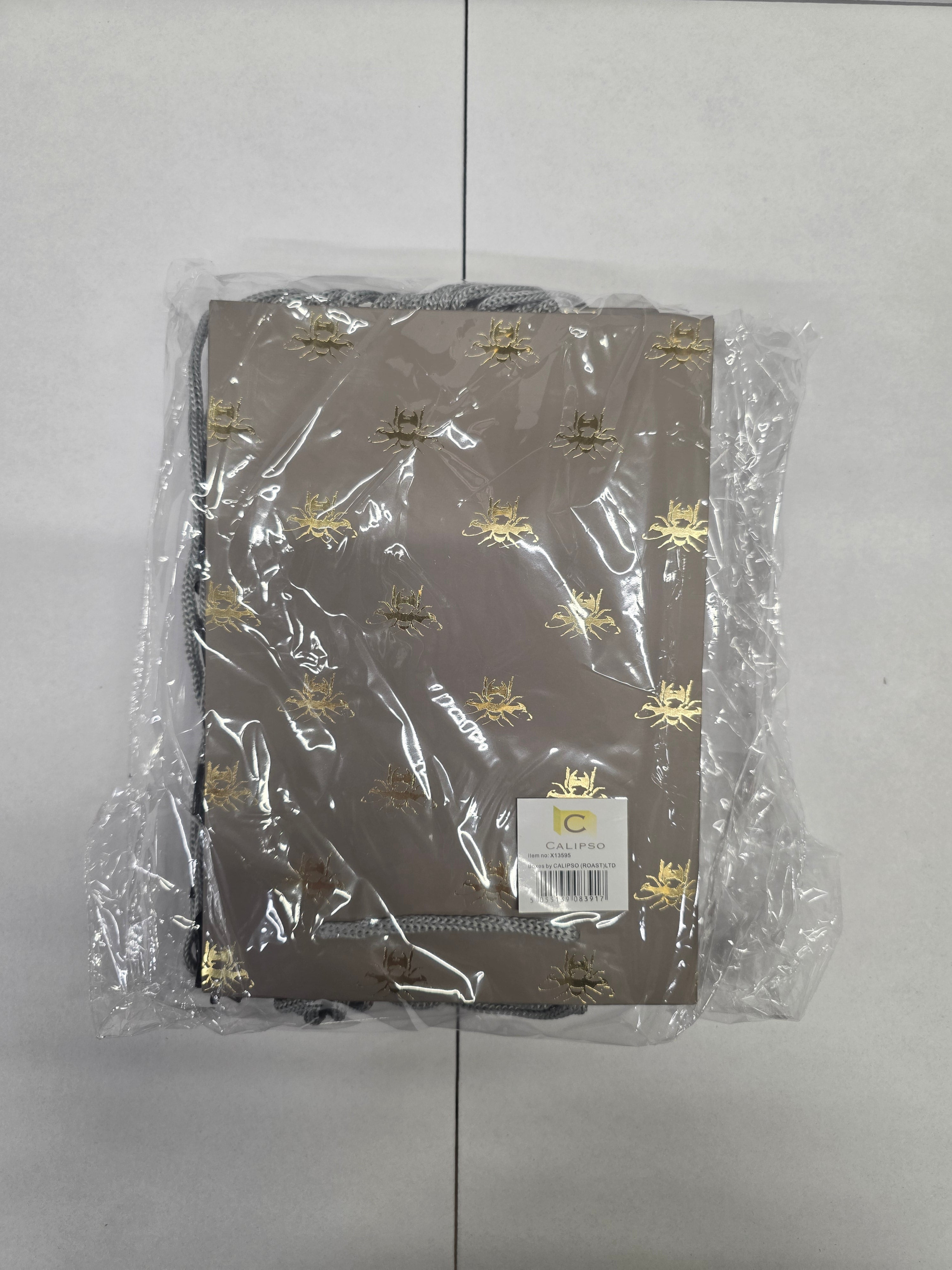 Multipurpose/Bouquet Bag Grey Gold Bee 25cm