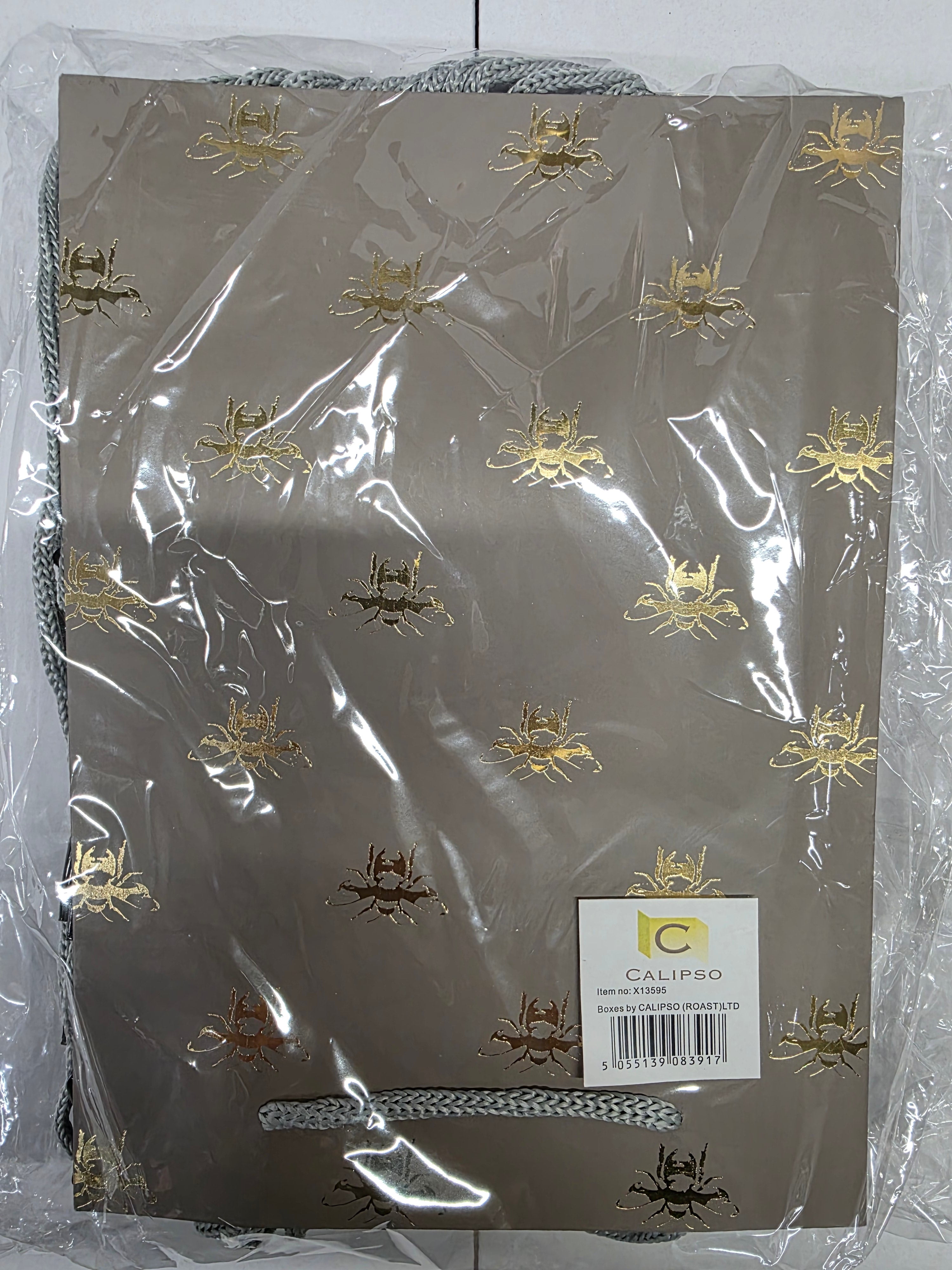 Multipurpose/Bouquet Bag Grey Gold Bee 25cm
