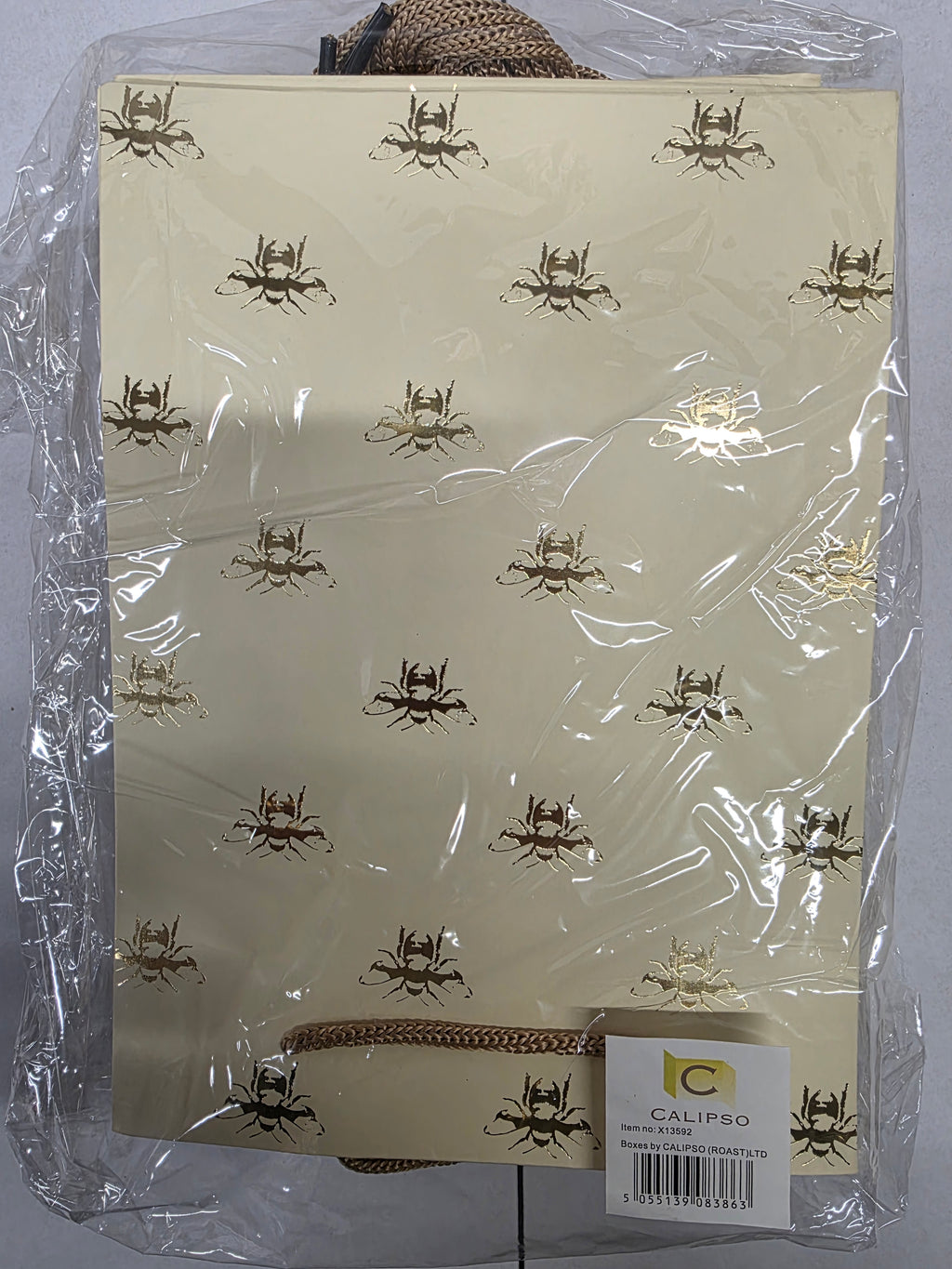 Multipurpose/Bouquet Bag Ivory Gold Bee 25cm