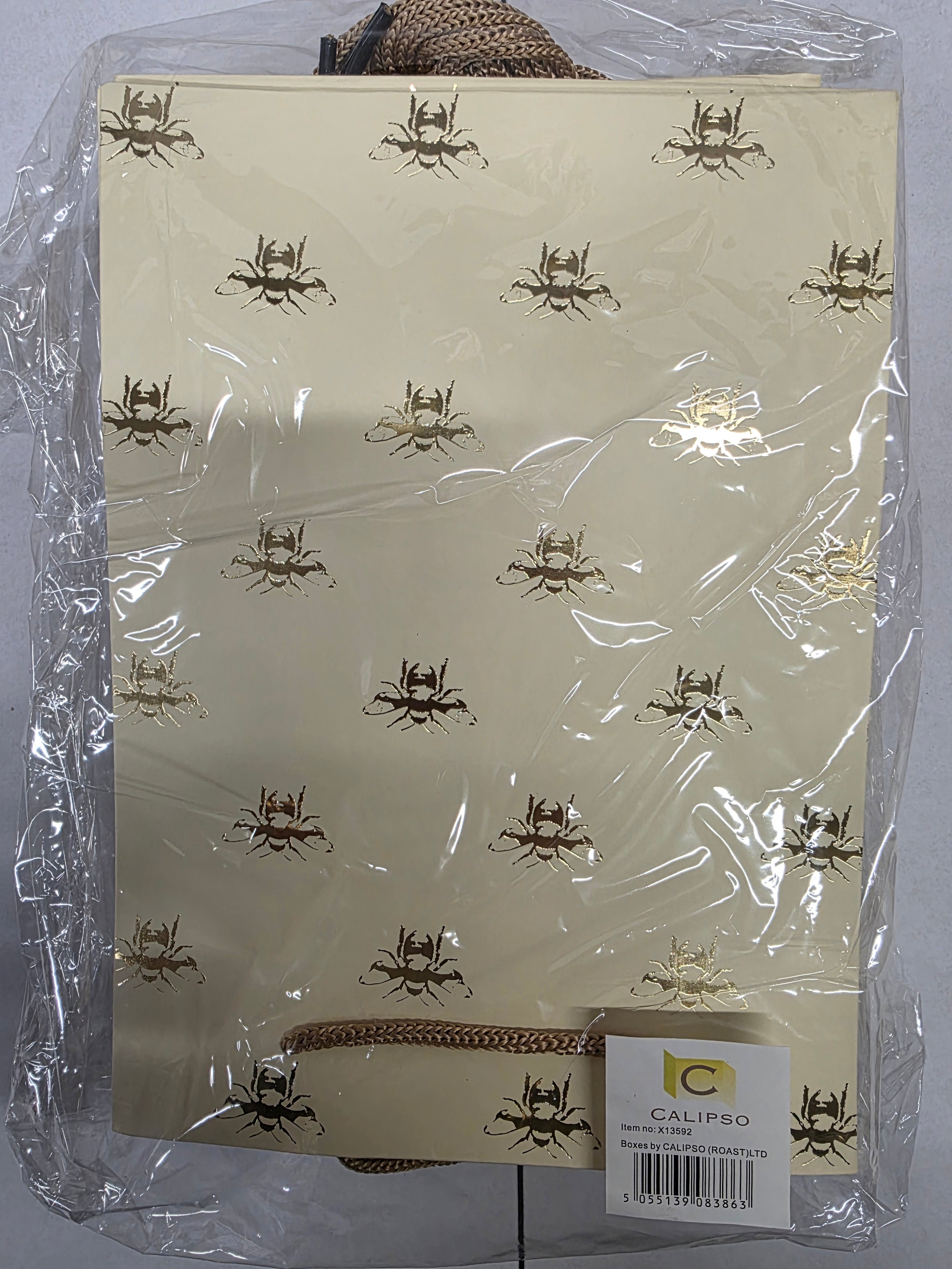 Multipurpose/Bouquet Bag Ivory Gold Bee 25cm