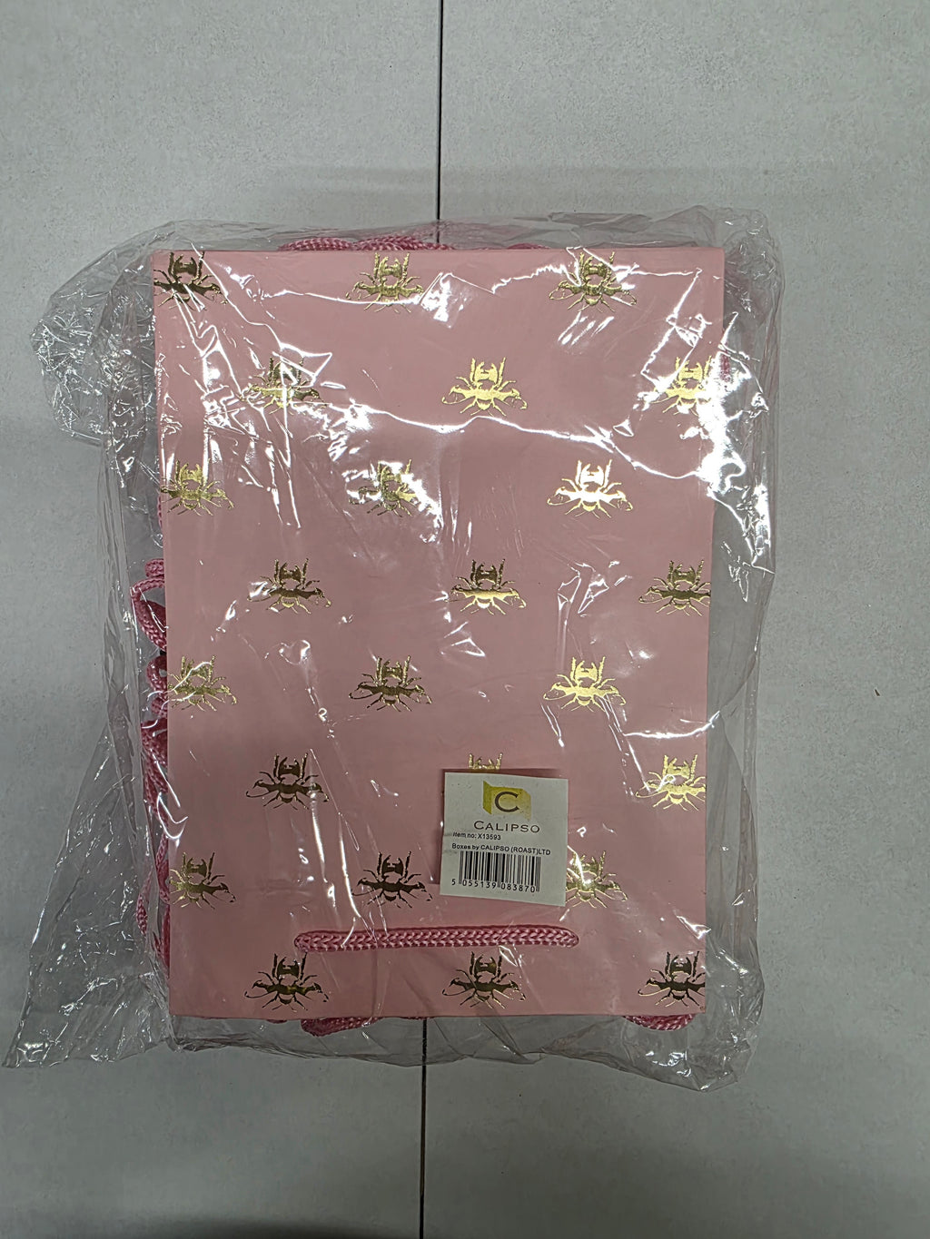 Multipurpose/Bouquet Bag Pink Gold Bee 25cm