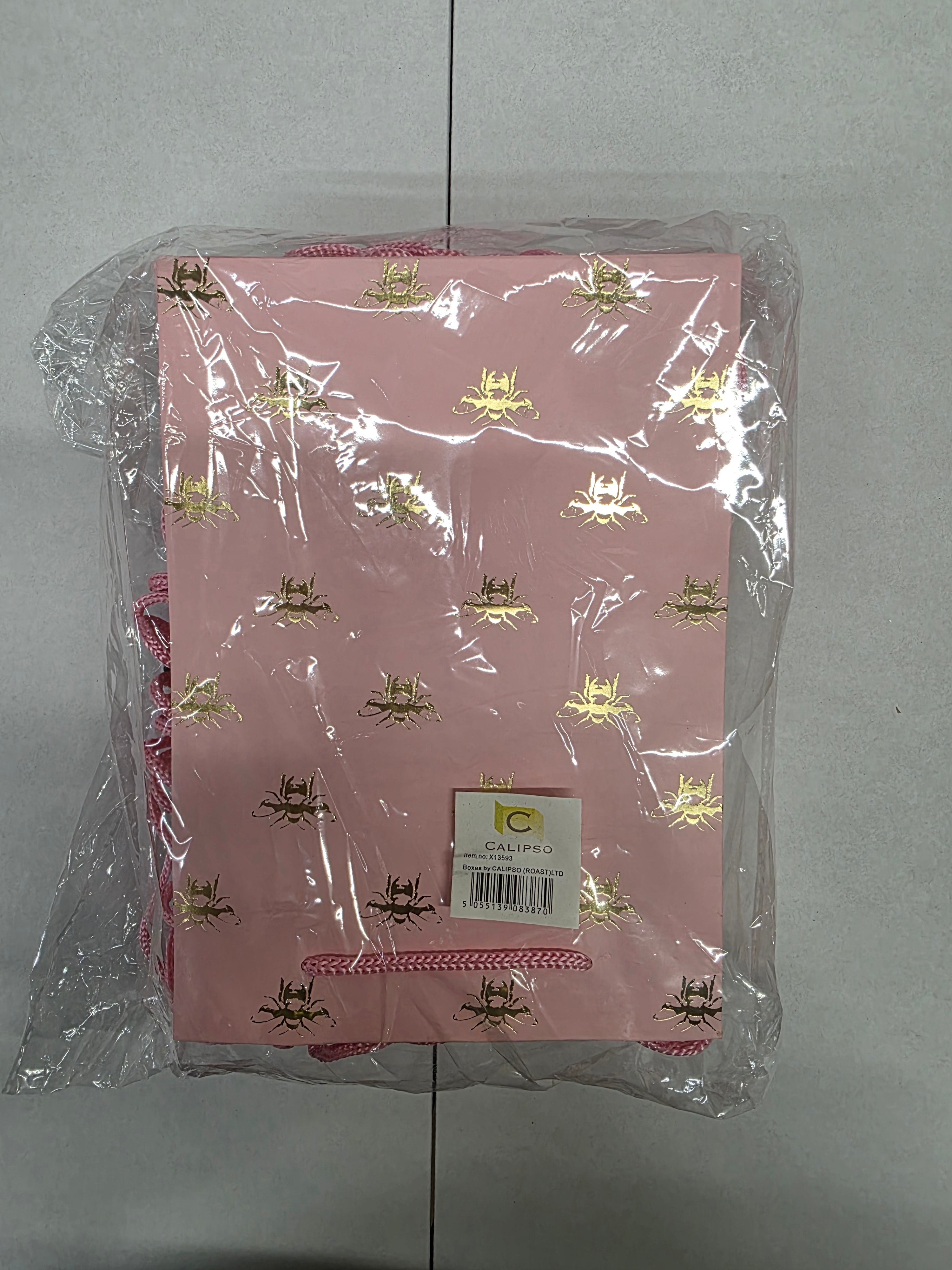 Multipurpose/Bouquet Bag Pink Gold Bee 25cm
